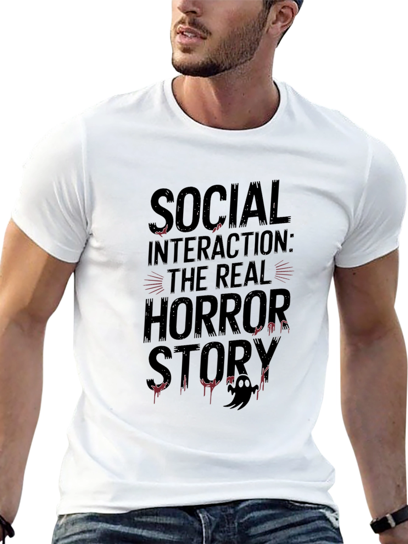 Social Interaction Horror Story Black T-Shirt