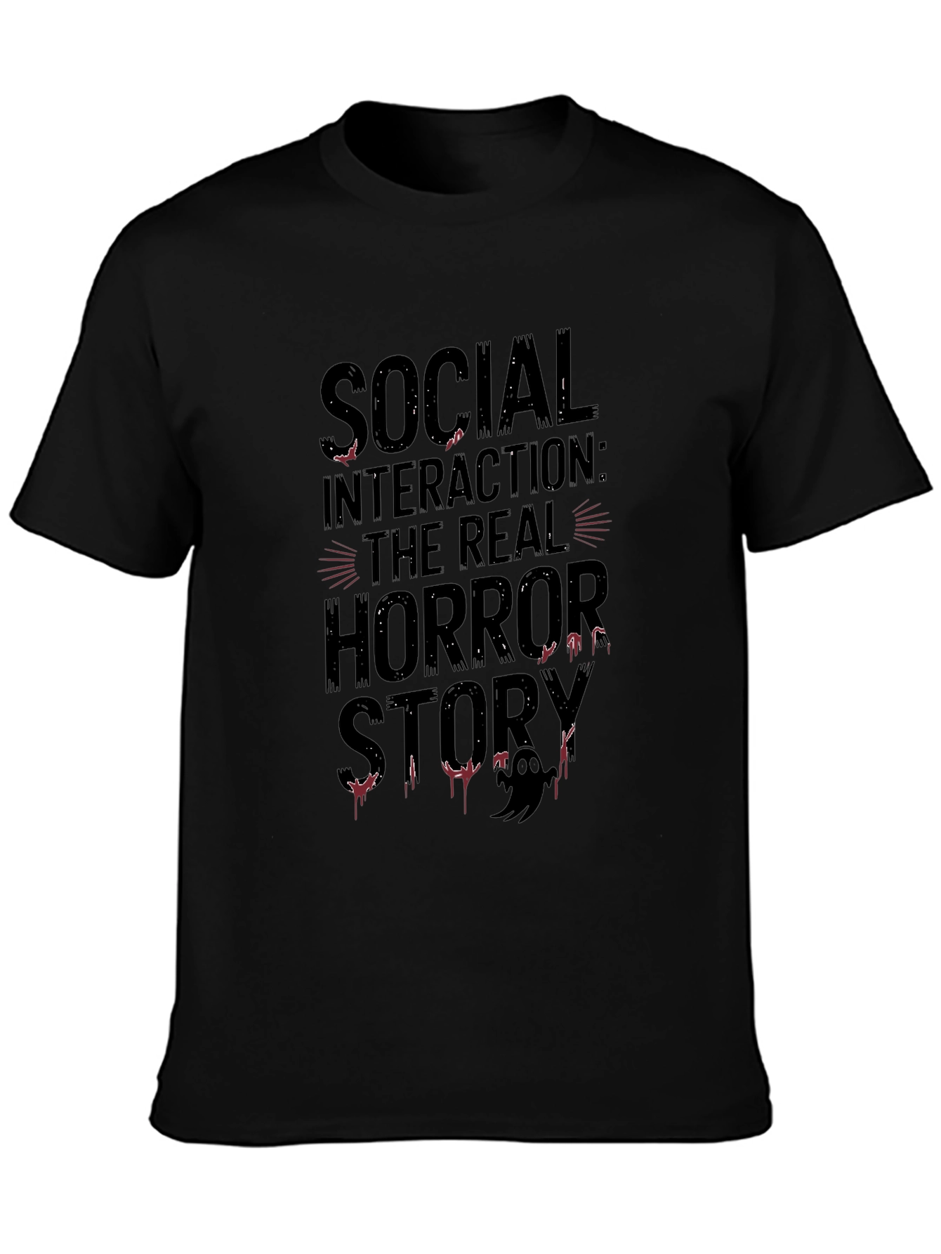 Social Interaction Horror Story Black T-Shirt