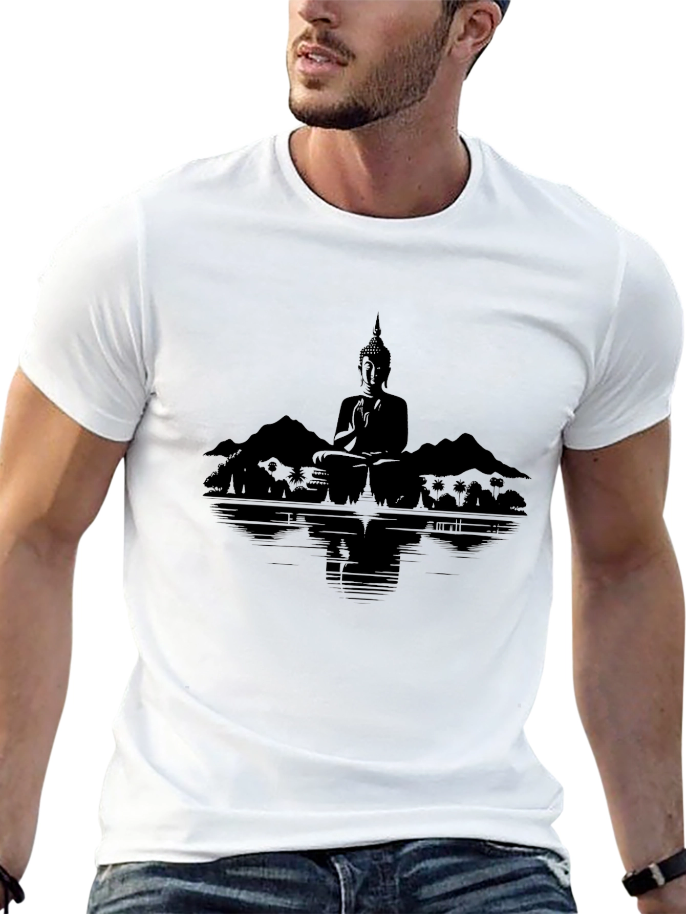 Meditative Buddha Graphic Tee - Serene Reflections