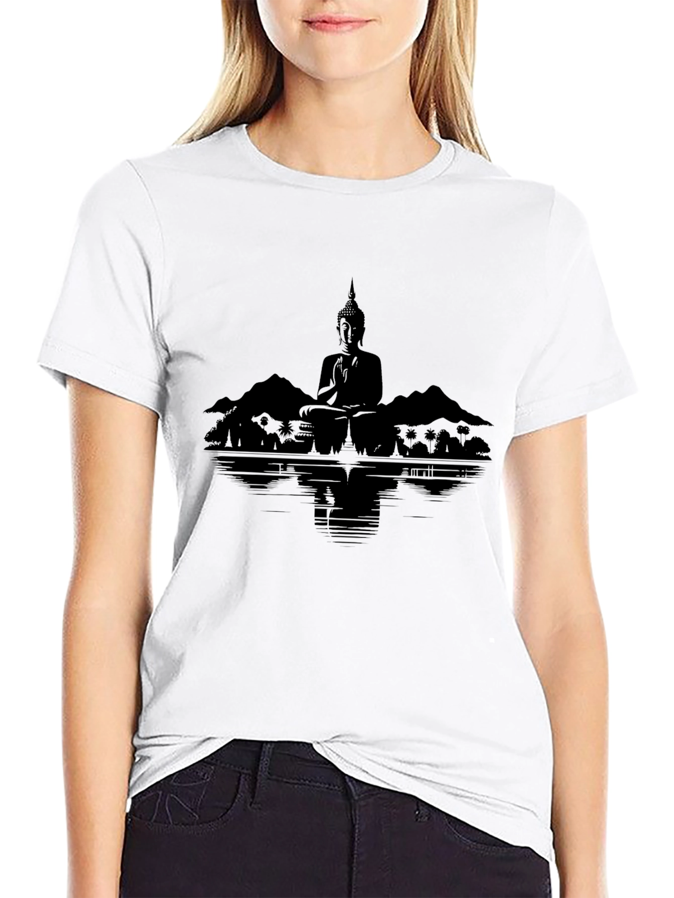 Meditative Buddha Graphic Tee - Serene Reflections