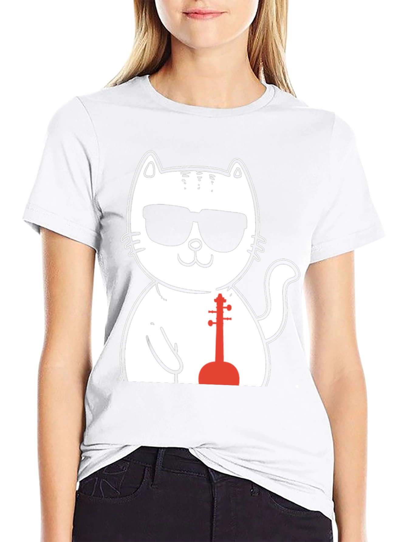 Cool Cat Musician T-Shirt - Black