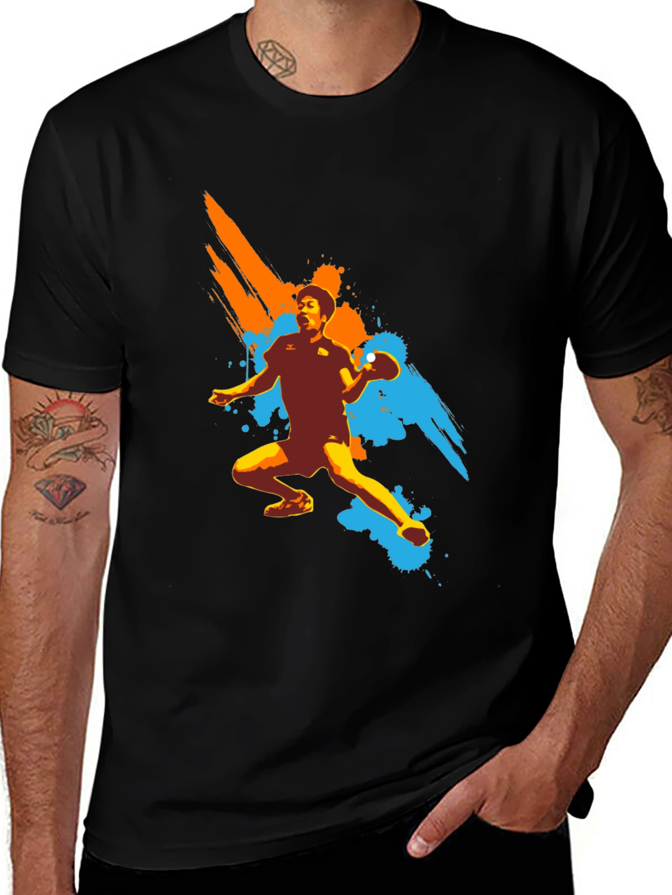 Mens Table Tennis Graphic Tee - Black