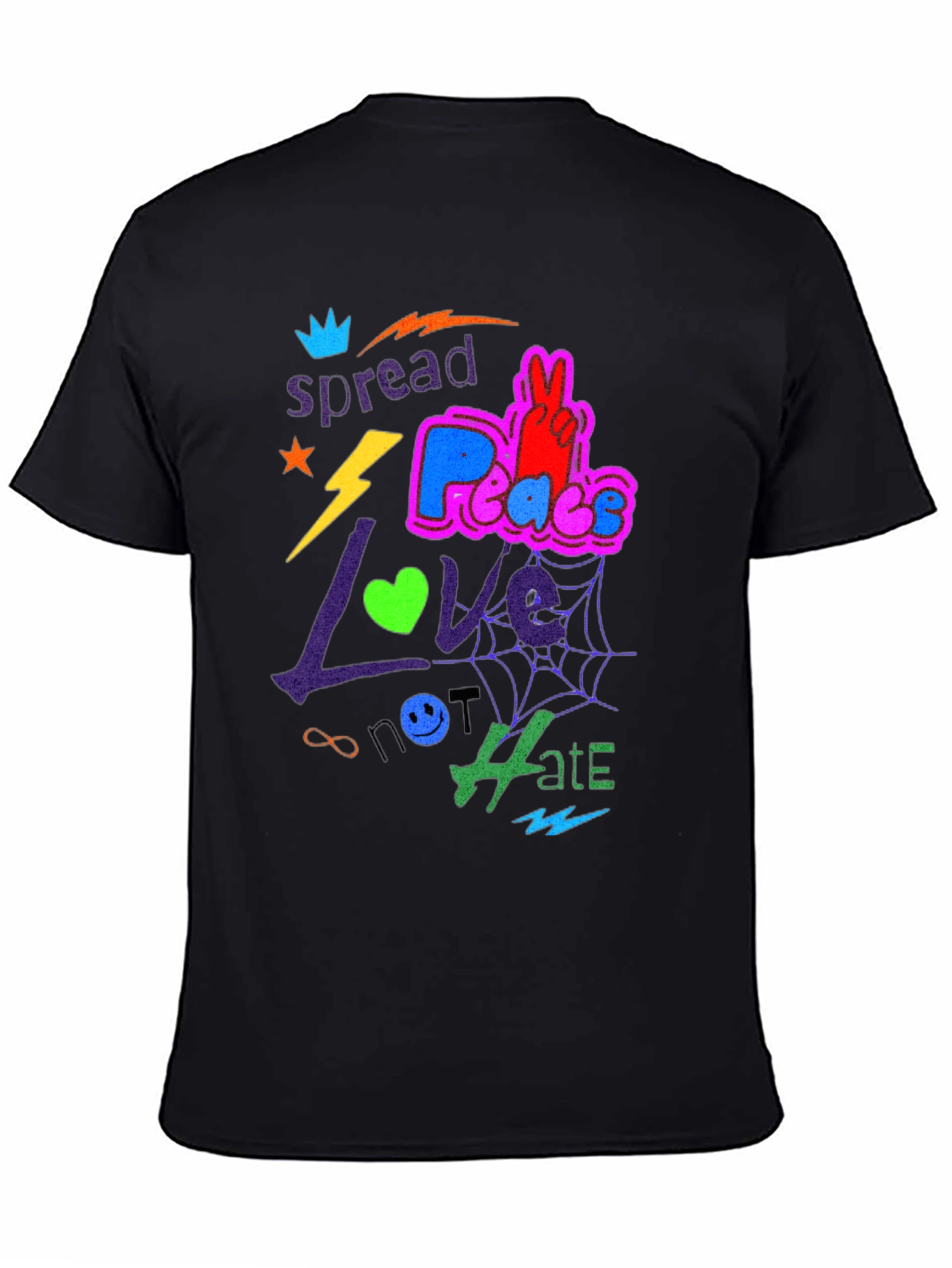 Spread Love Peace Not Hate Graphic Tee - Black