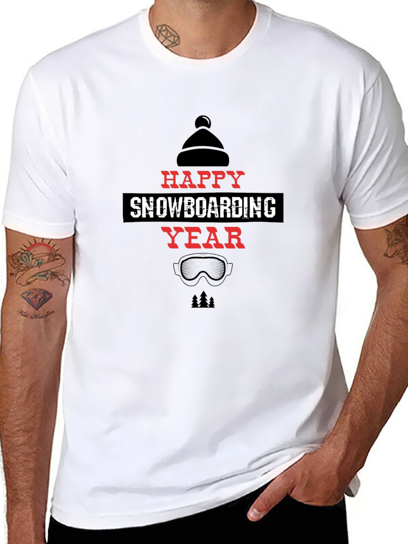 Happy Snowboarding Year Black T-Shirt