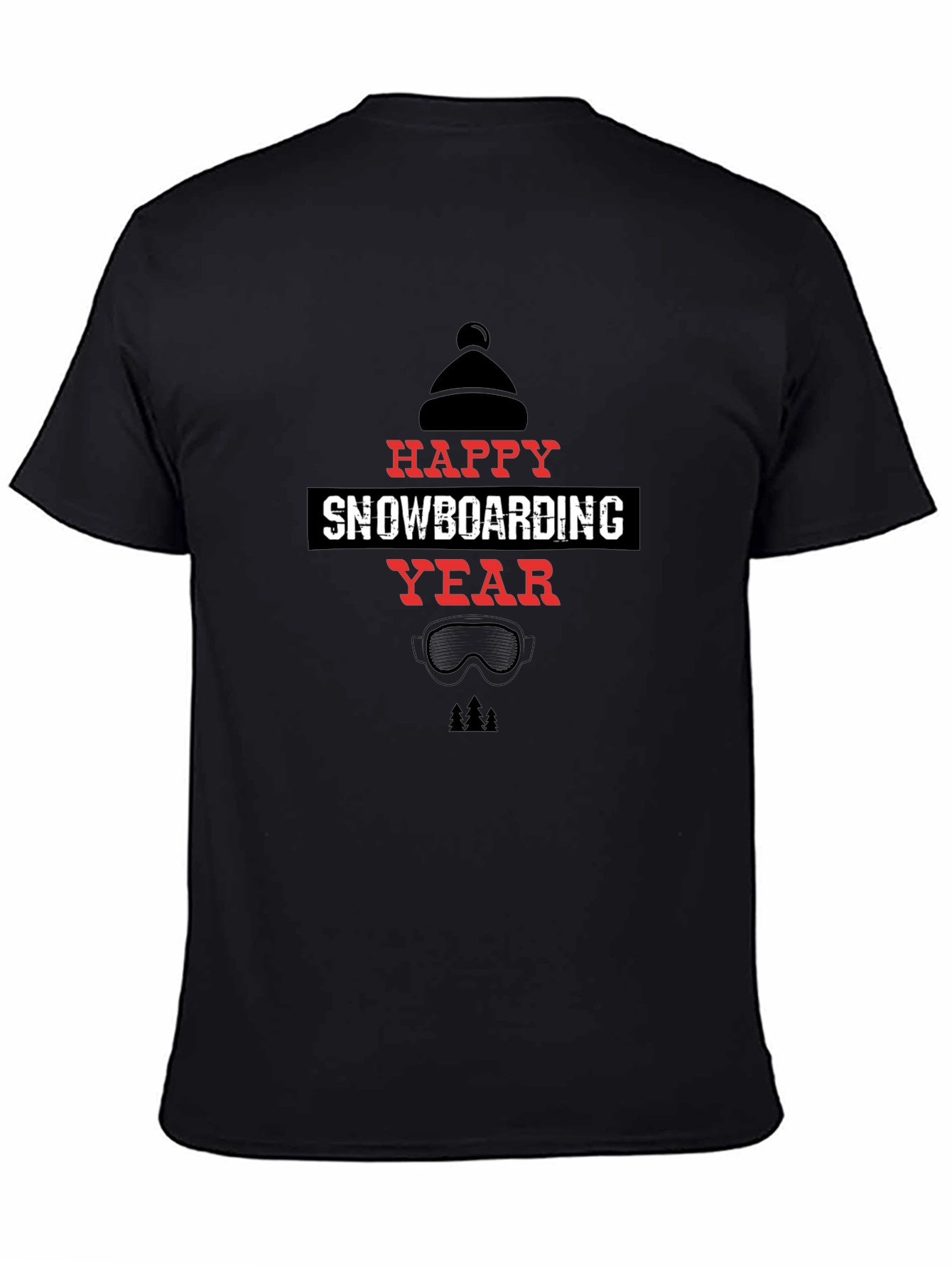 Happy Snowboarding Year Black T-Shirt