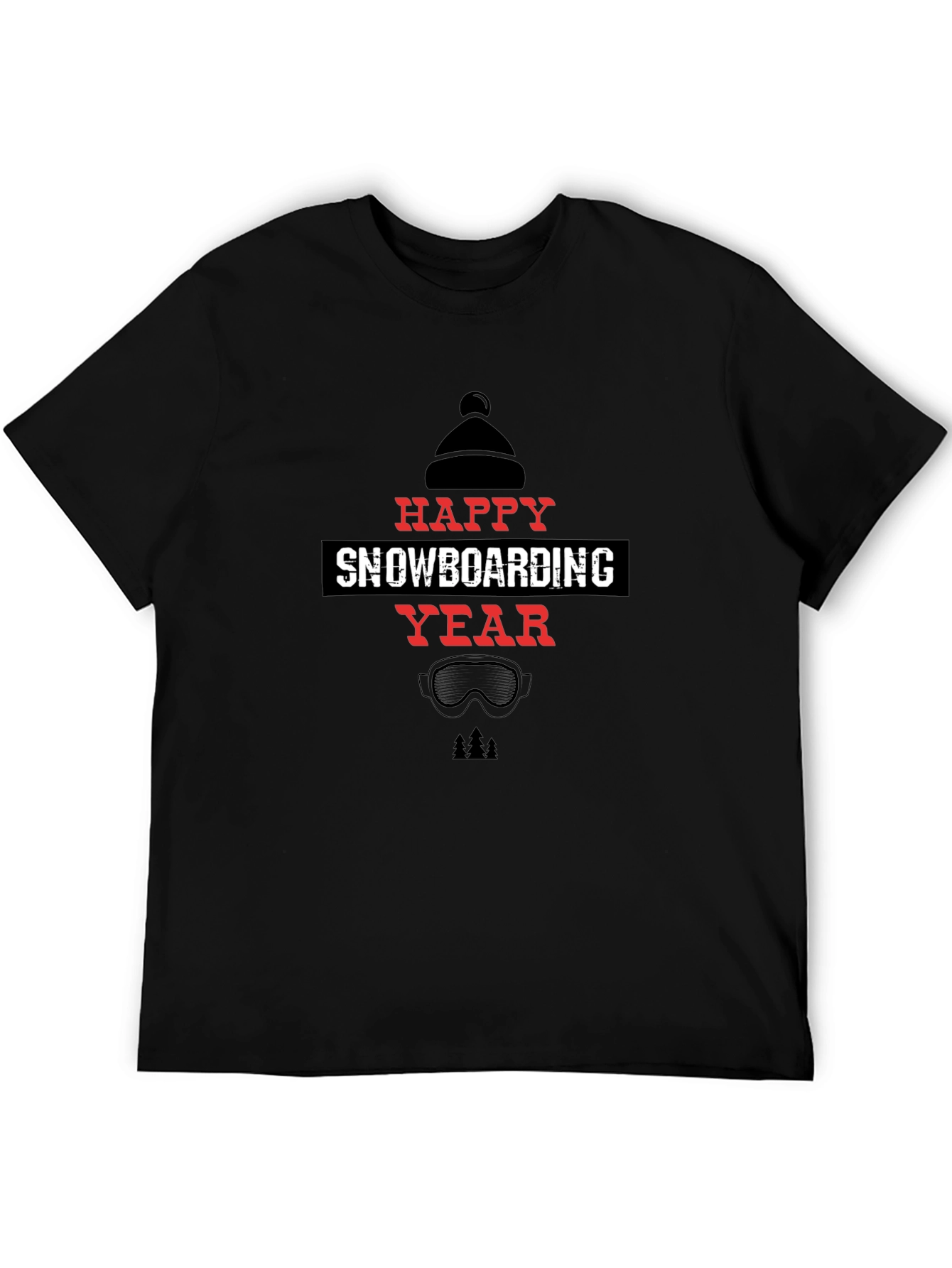 Happy Snowboarding Year Black T-Shirt