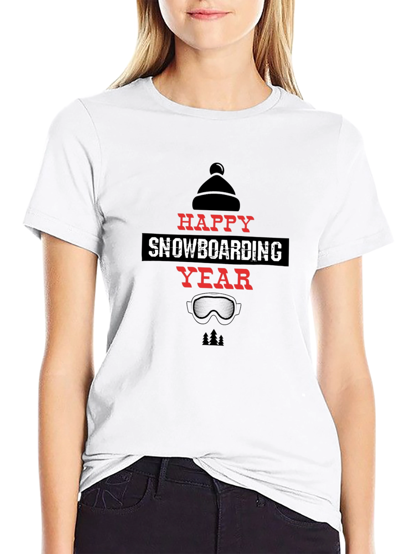 Happy Snowboarding Year Black T-Shirt