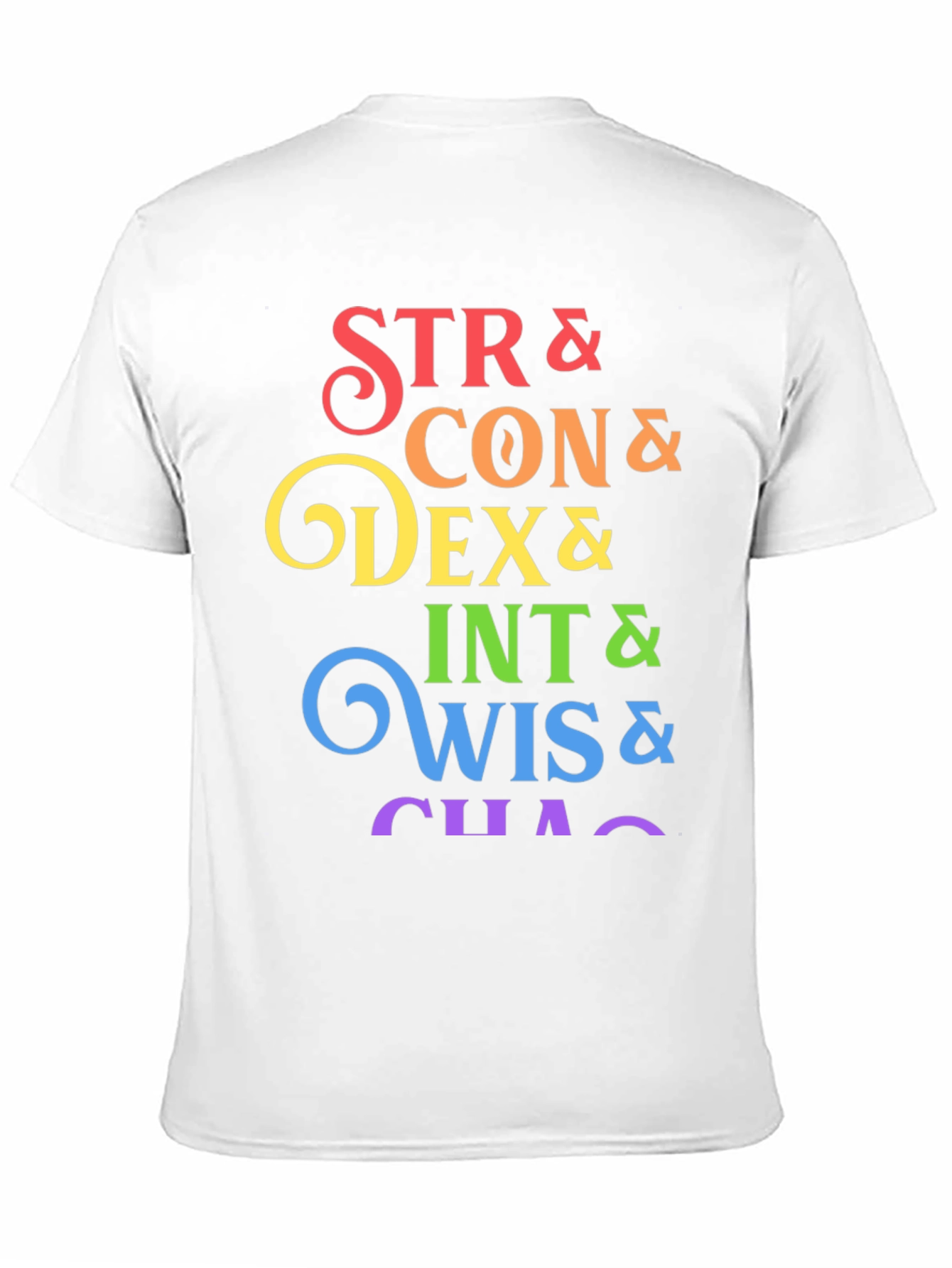 D&D Stats Rainbow Graphic Black T-Shirt