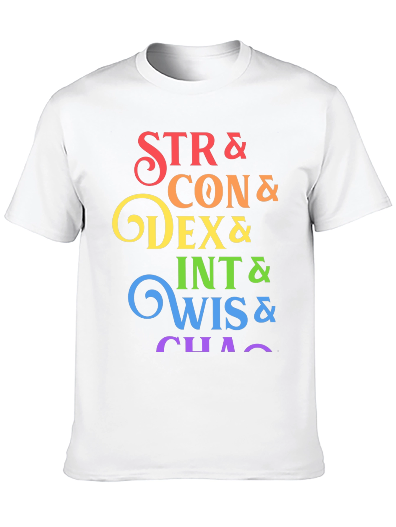 D&D Stats Rainbow Graphic Black T-Shirt