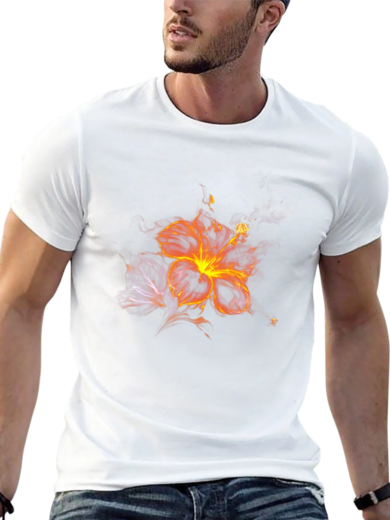 Fiery Floral Graphic Black Tee