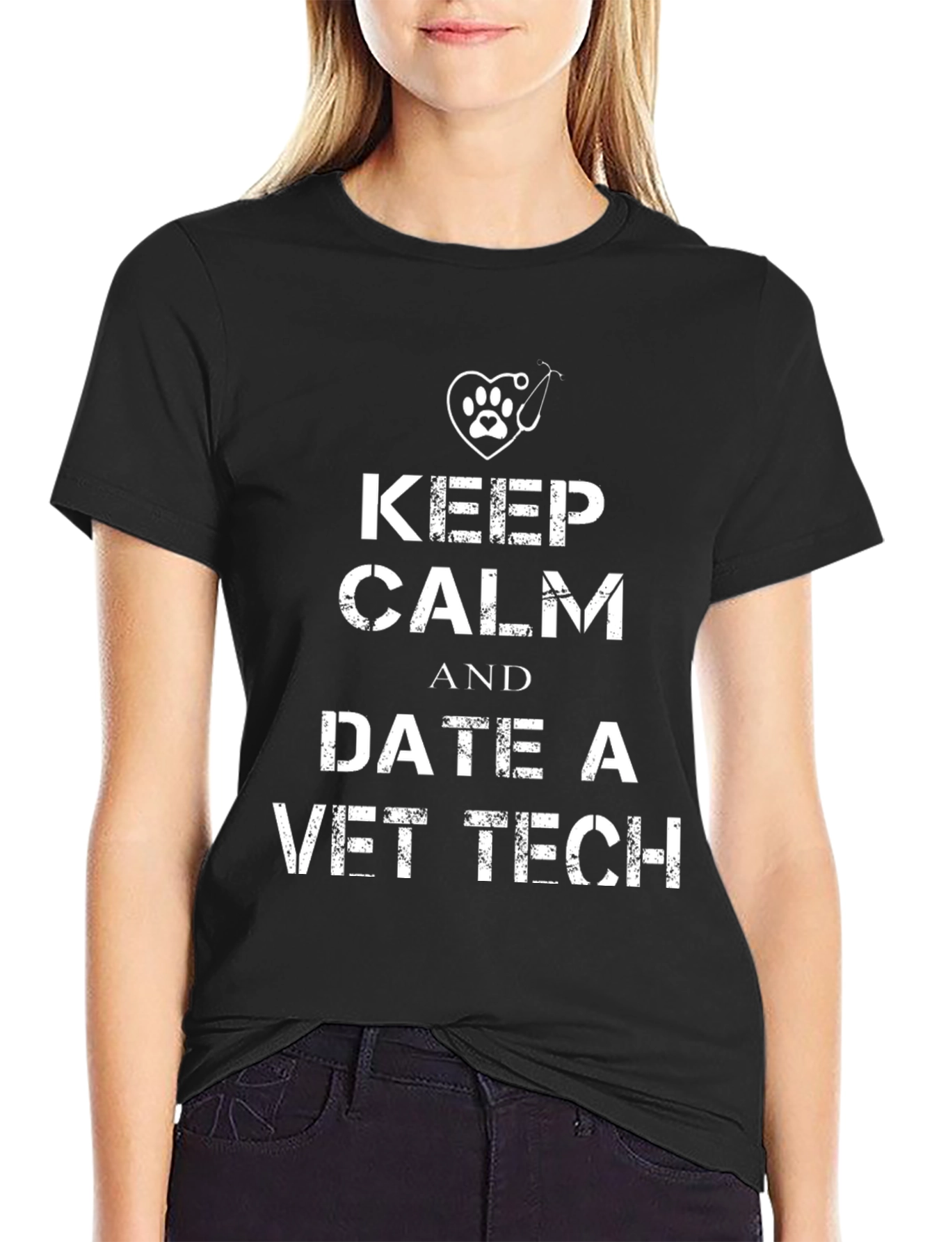 Keep Calm Date a Vet Tech Black T-Shirt