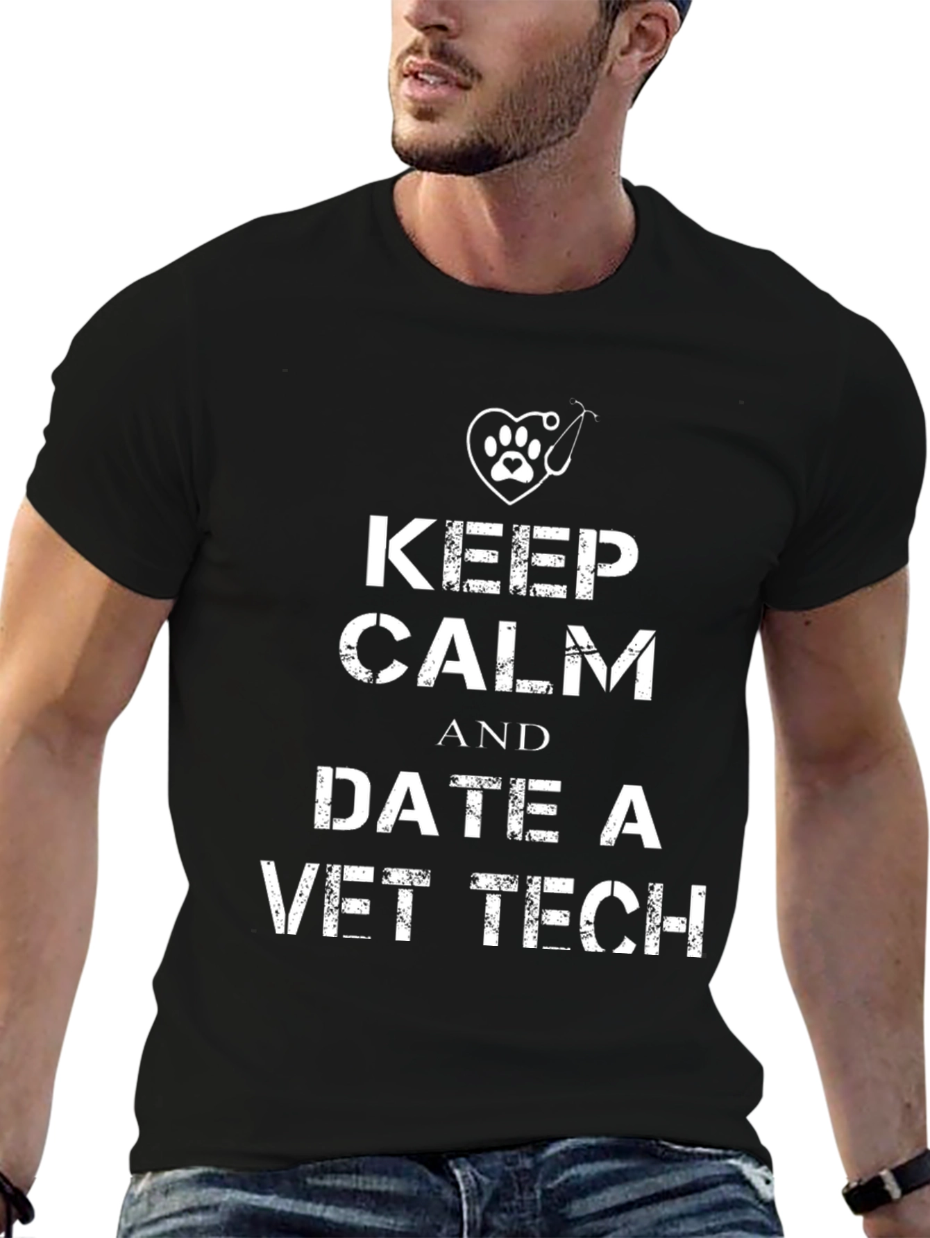 Keep Calm Date a Vet Tech Black T-Shirt