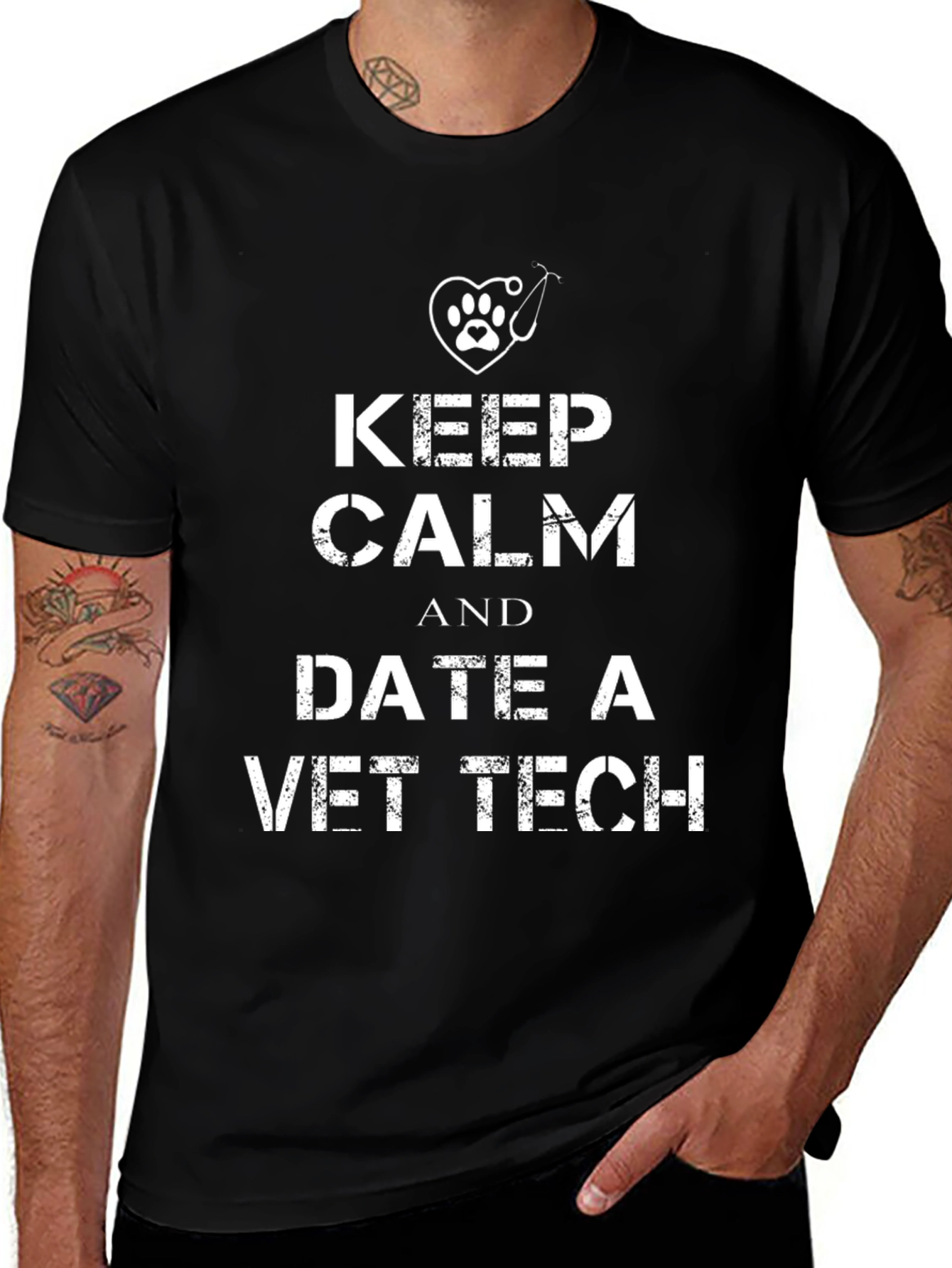Keep Calm Date a Vet Tech Black T-Shirt