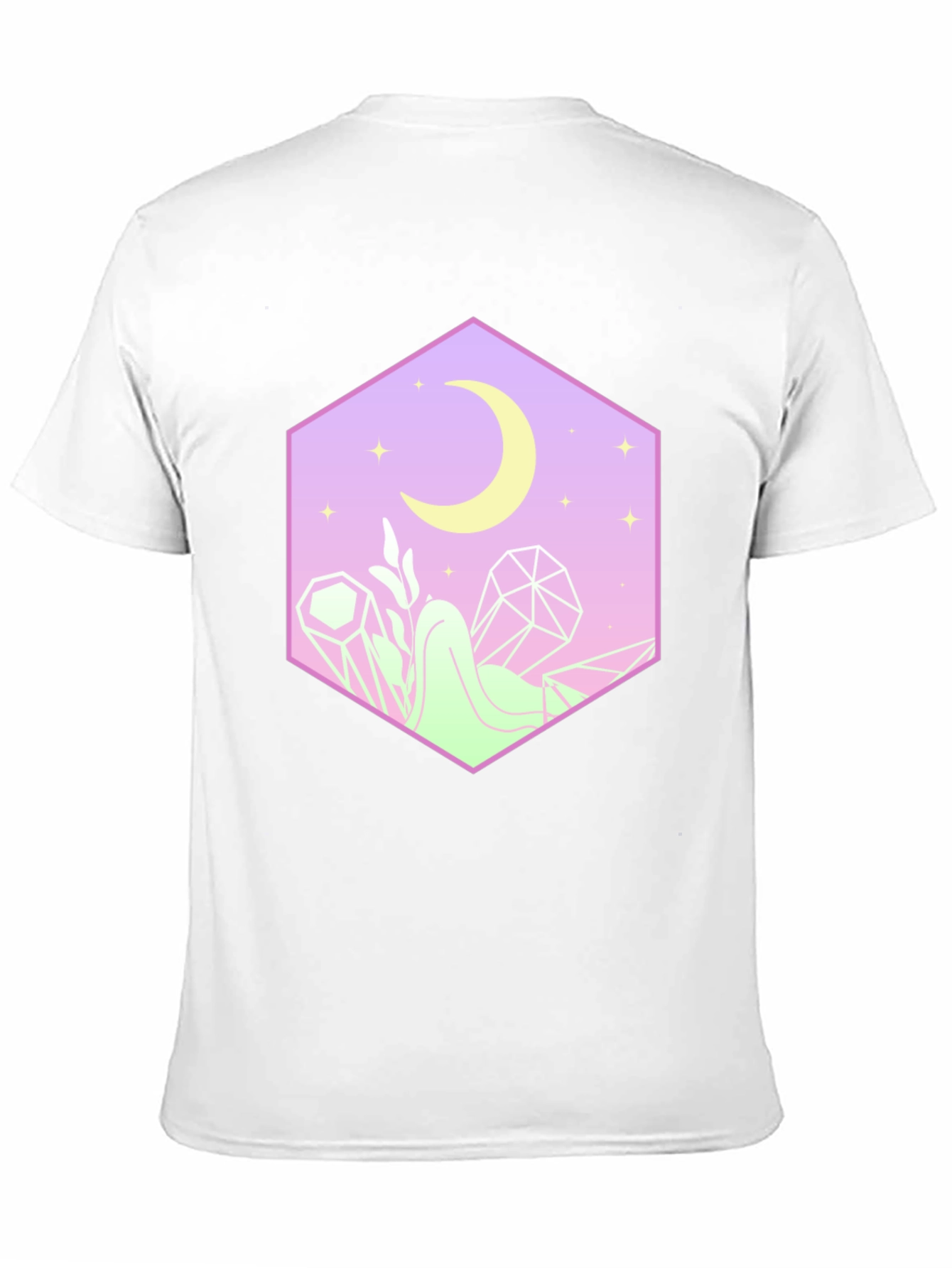 Mystical Moon Hexagon Graphic Tee - Black Cotton Blend