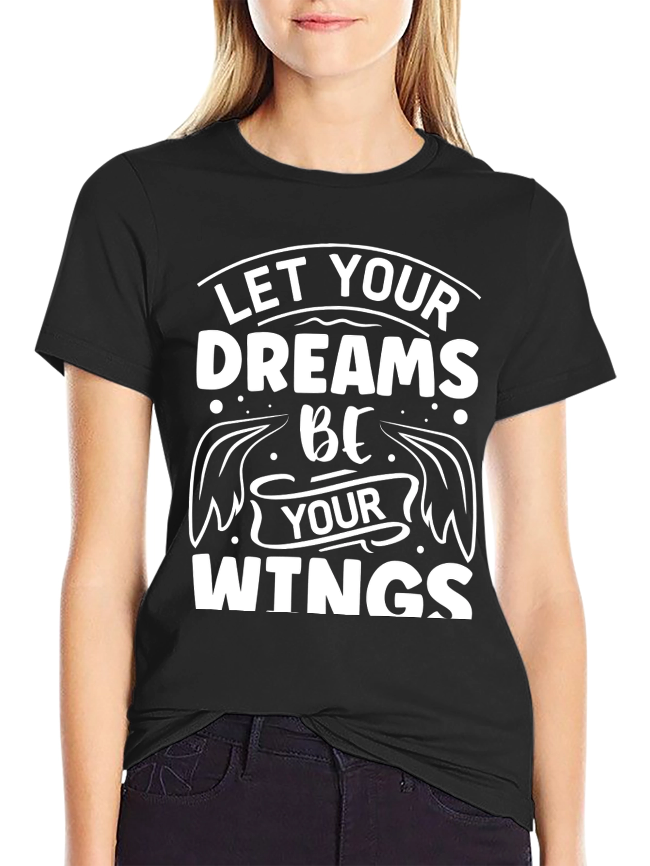 Dreams Be Your Wings Black T-Shirt Inspirational Mens Tee