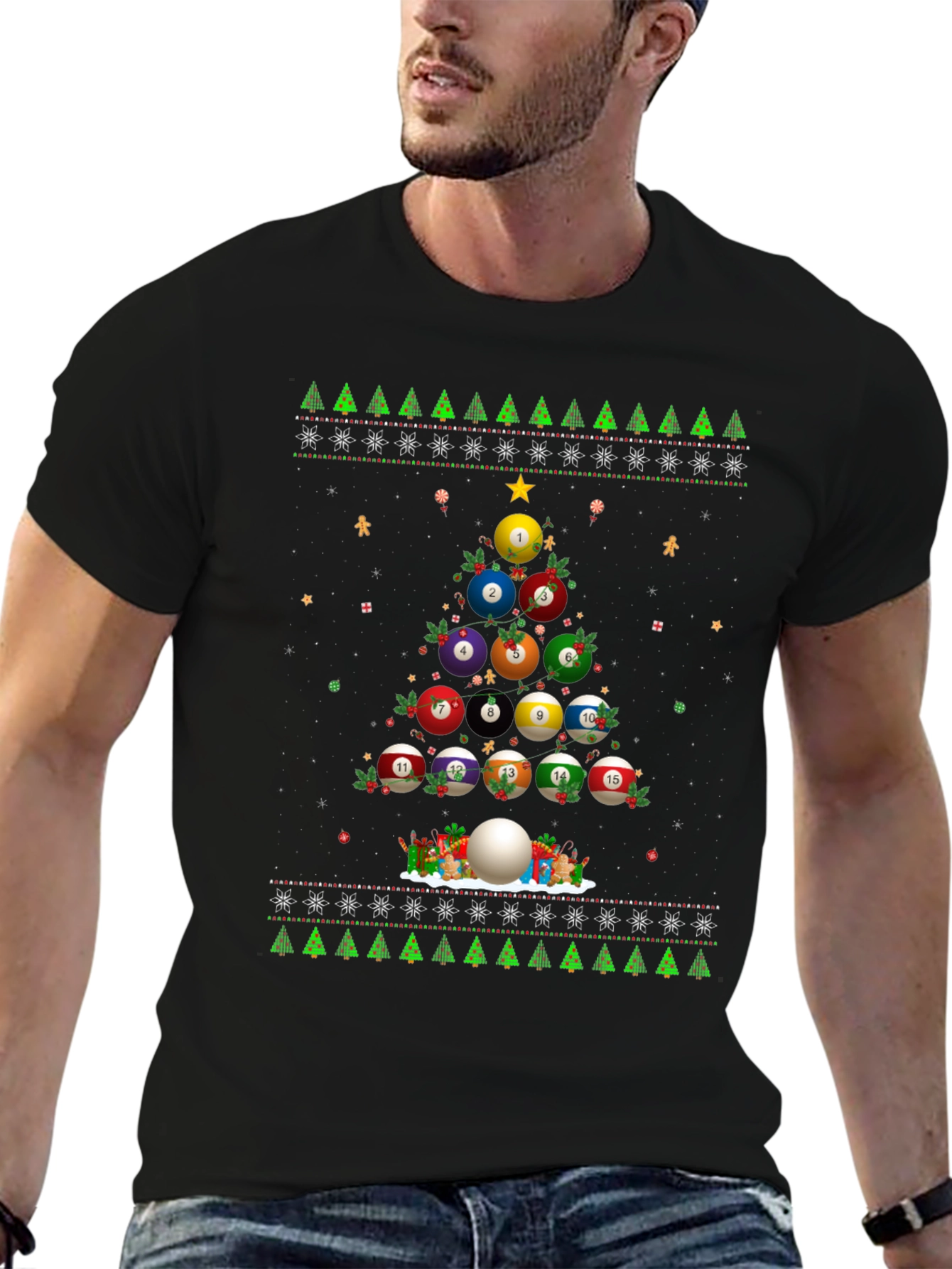 Billiard Ball Christmas Tree Holiday T-Shirt