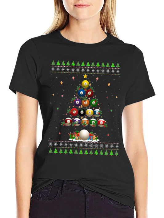 Billiard Ball Christmas Tree Holiday T-Shirt