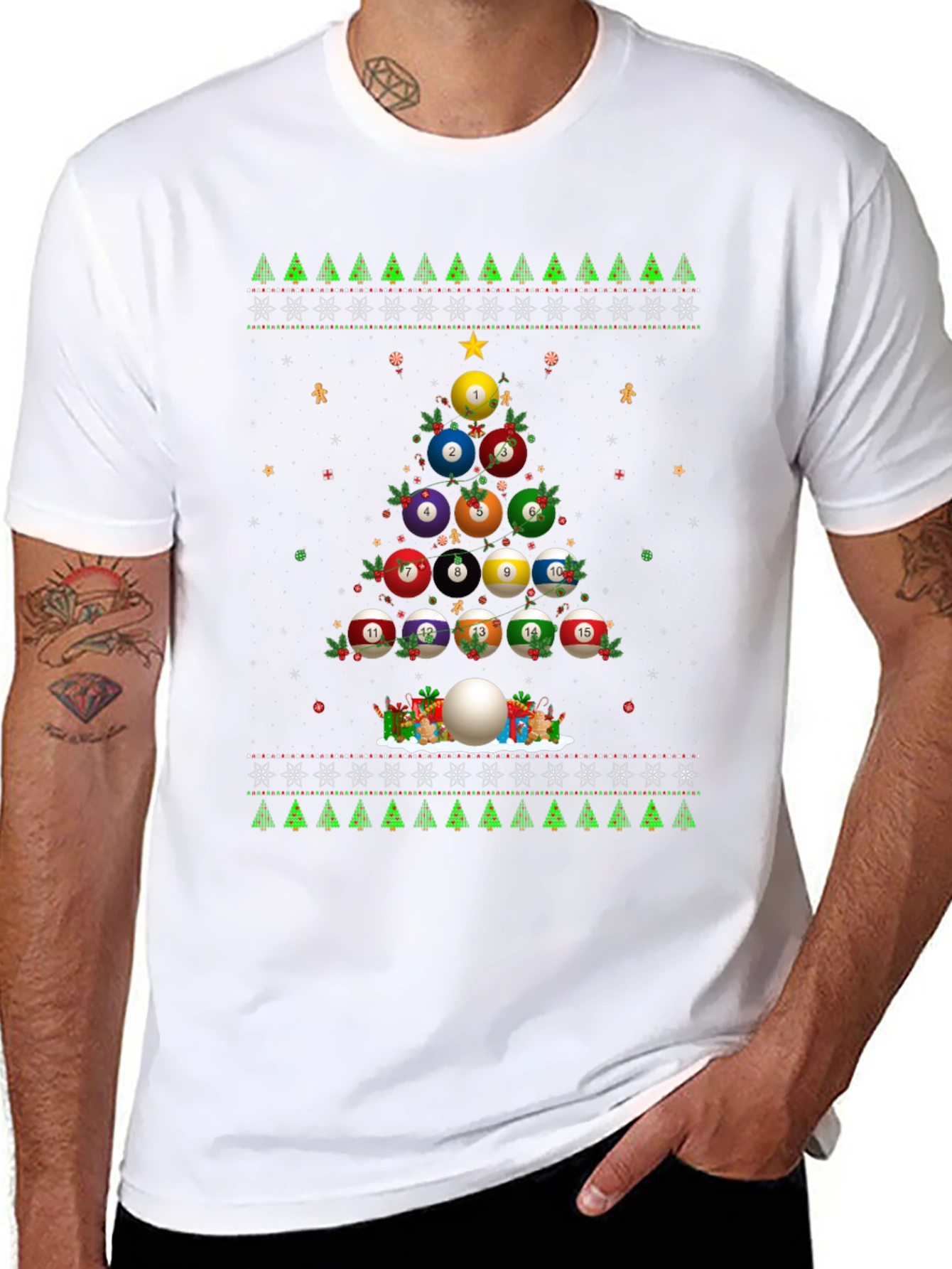 Billiard Ball Christmas Tree Holiday T-Shirt