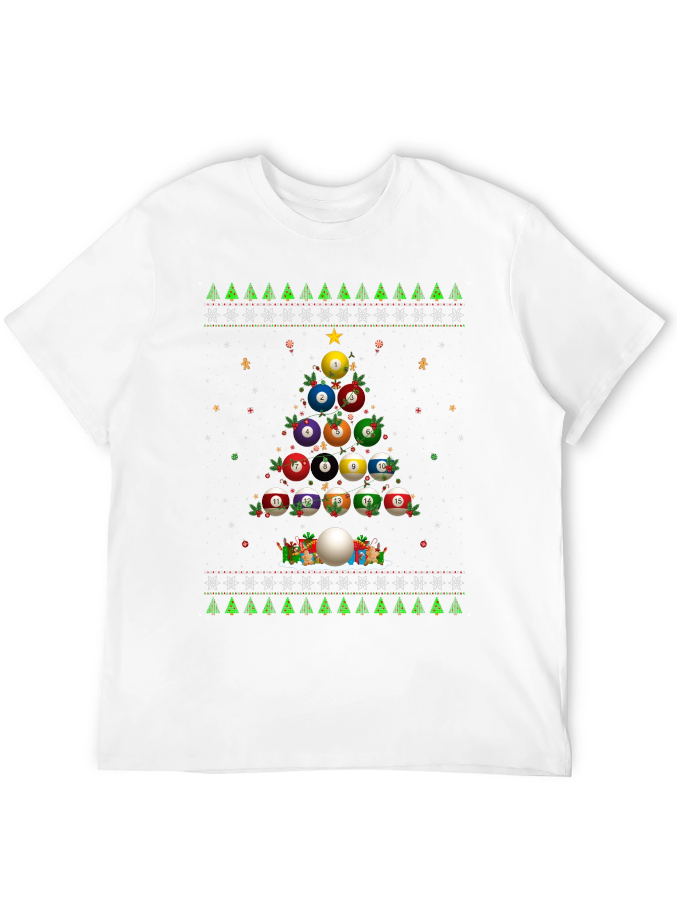Billiard Ball Christmas Tree Holiday T-Shirt