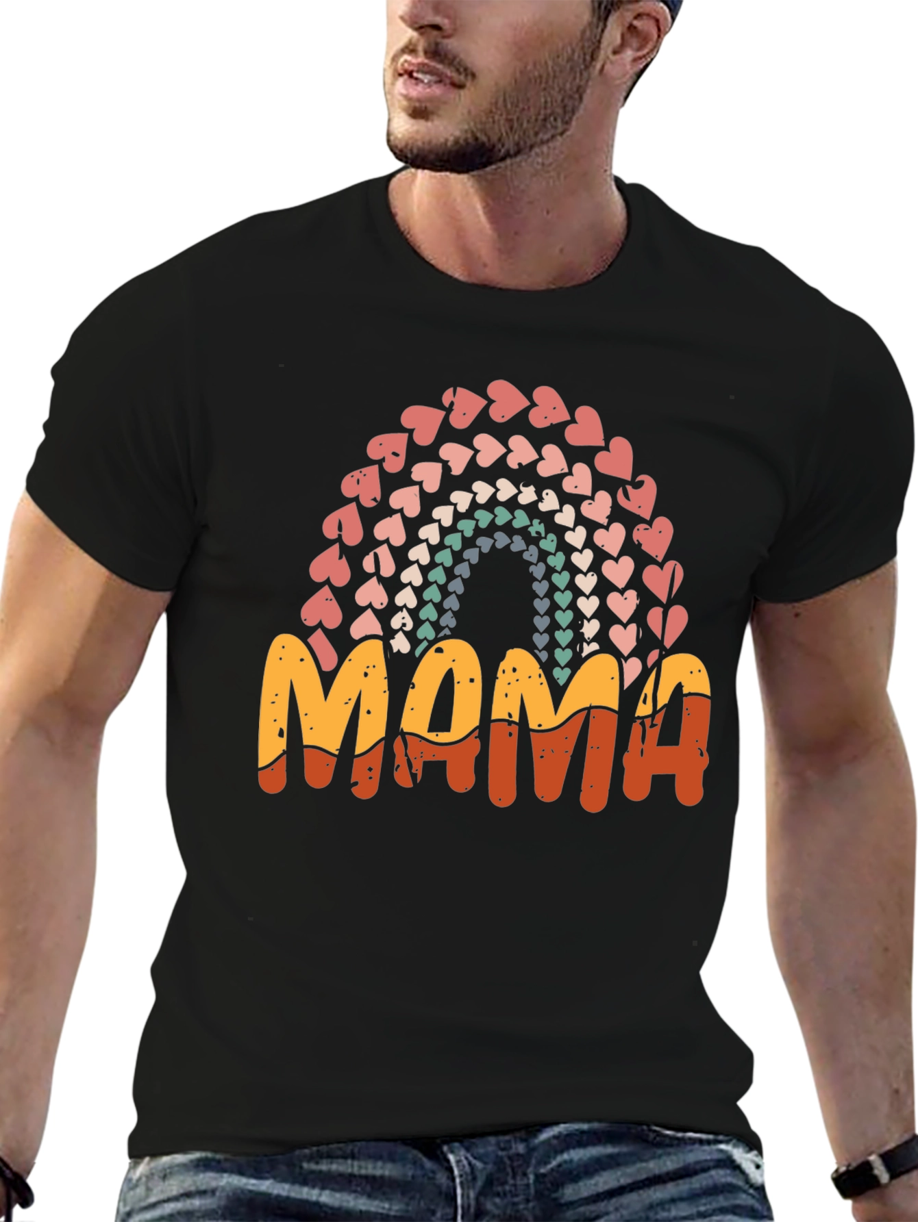Retro Mama Heart Rainbow T-Shirt