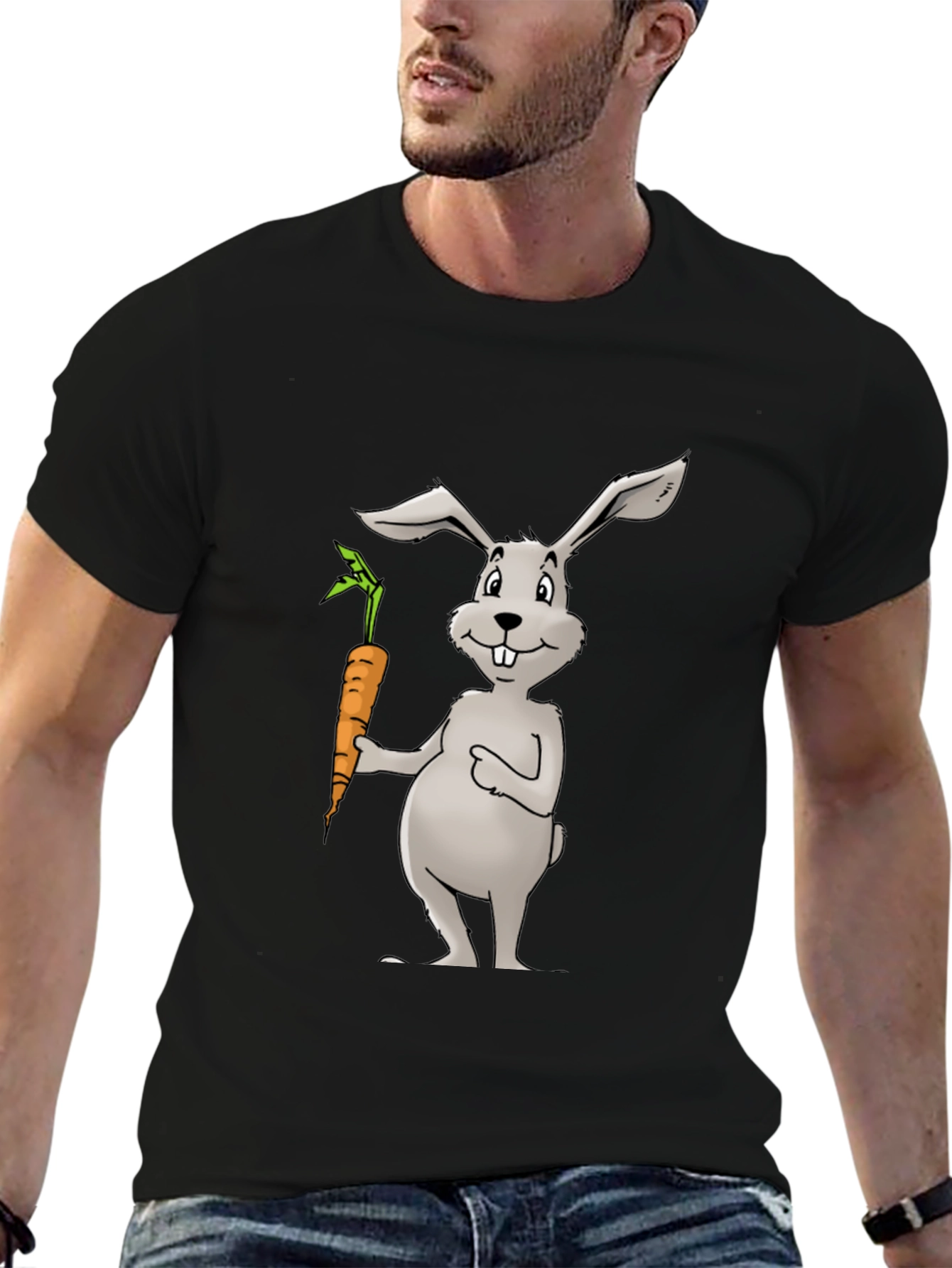 Bunny & Carrot Black T-Shirt - Unisex Graphic Tee