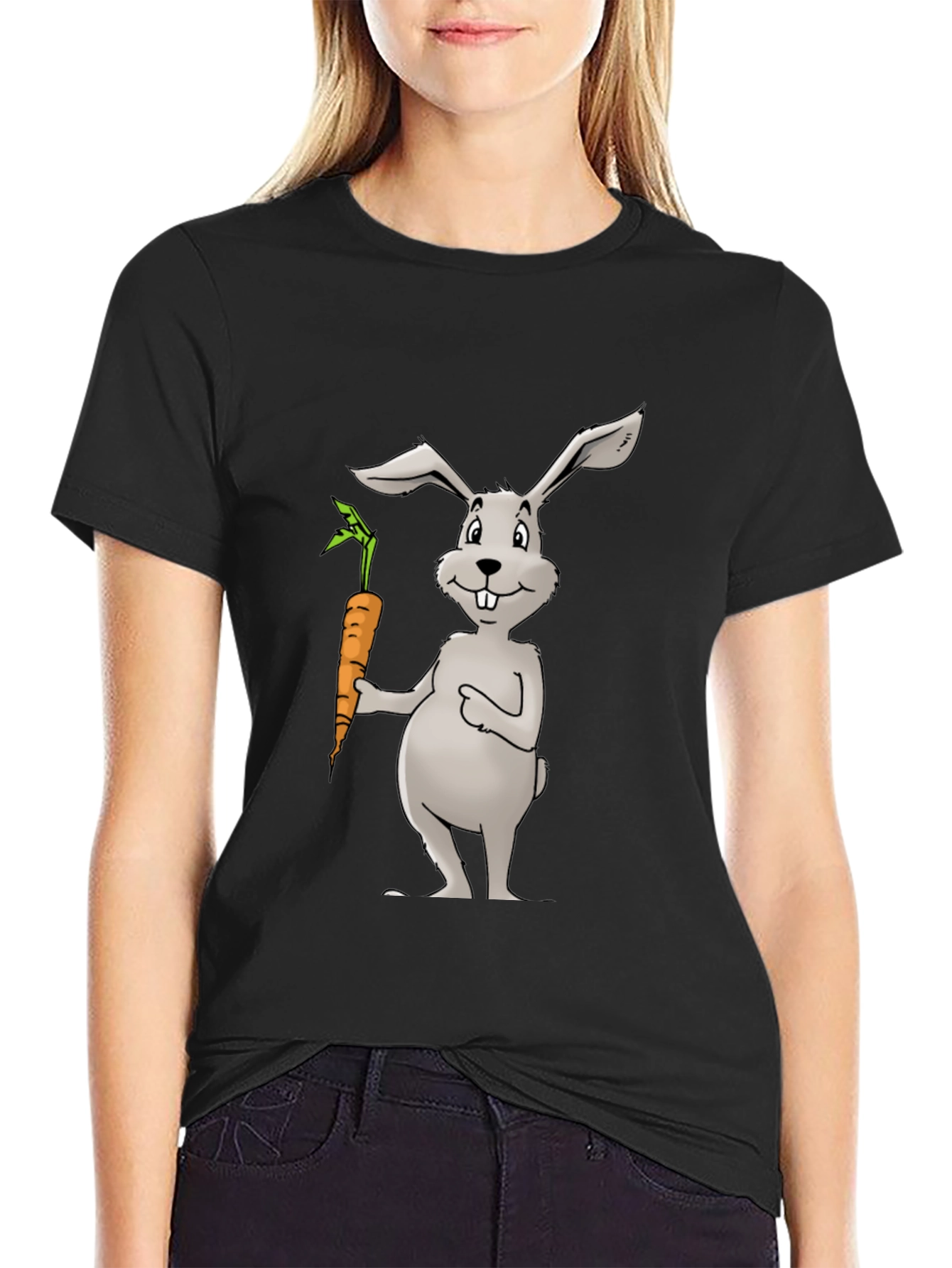 Bunny & Carrot Black T-Shirt - Unisex Graphic Tee