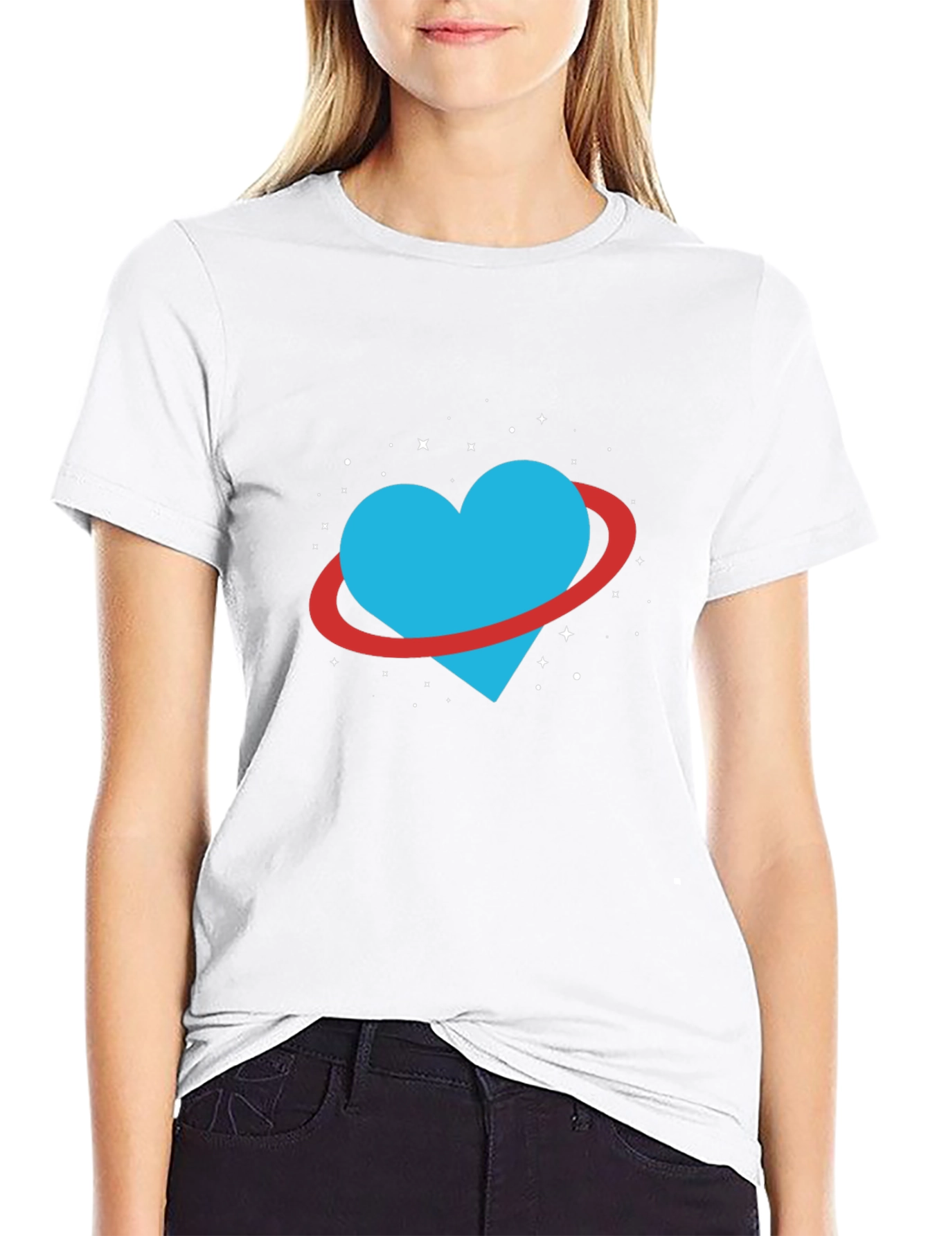 Heart Planet Graphic Black T-Shirt