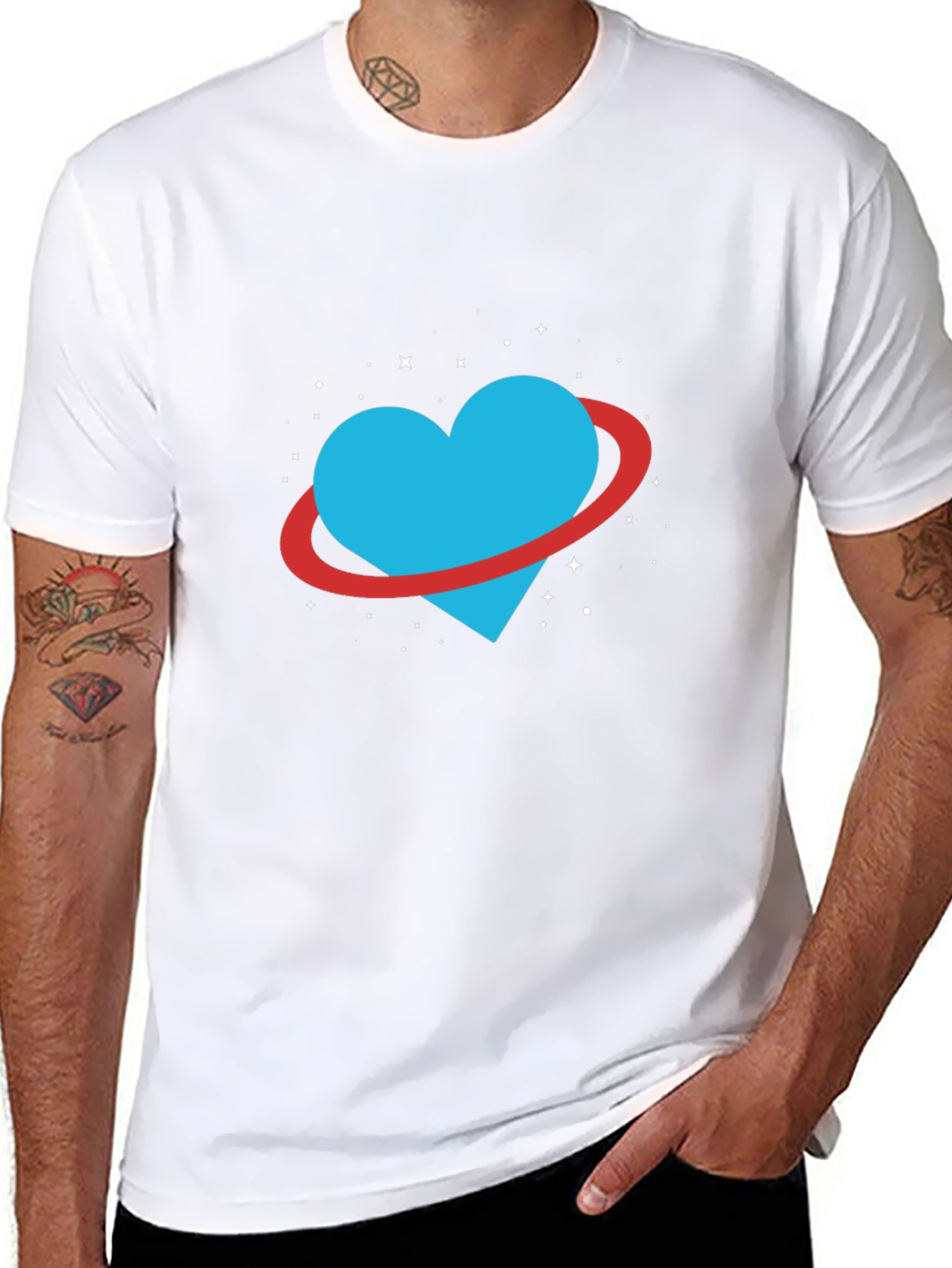 Heart Planet Graphic Black T-Shirt