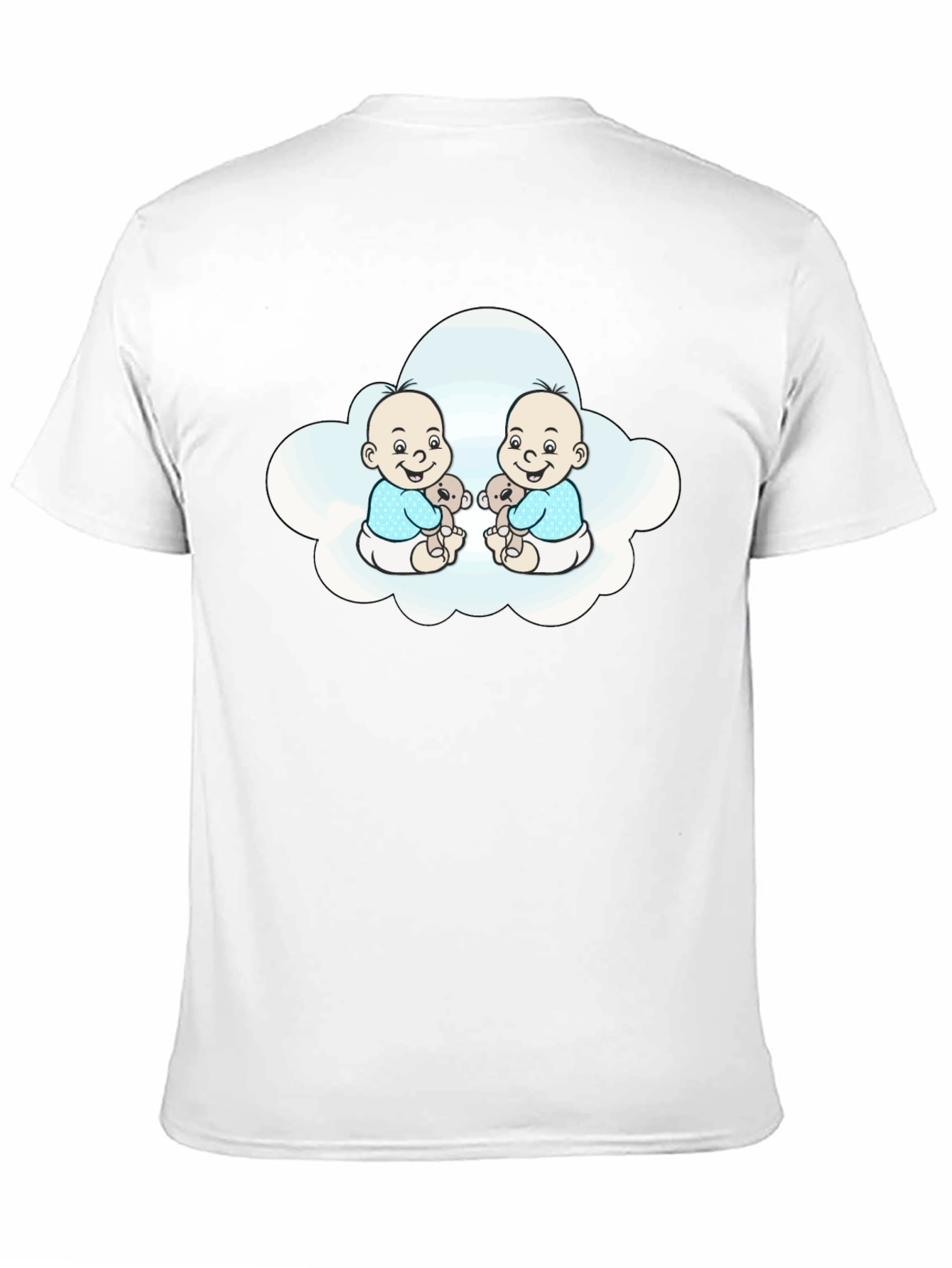 Cute Twin Babies in Cloud Black T-Shirt