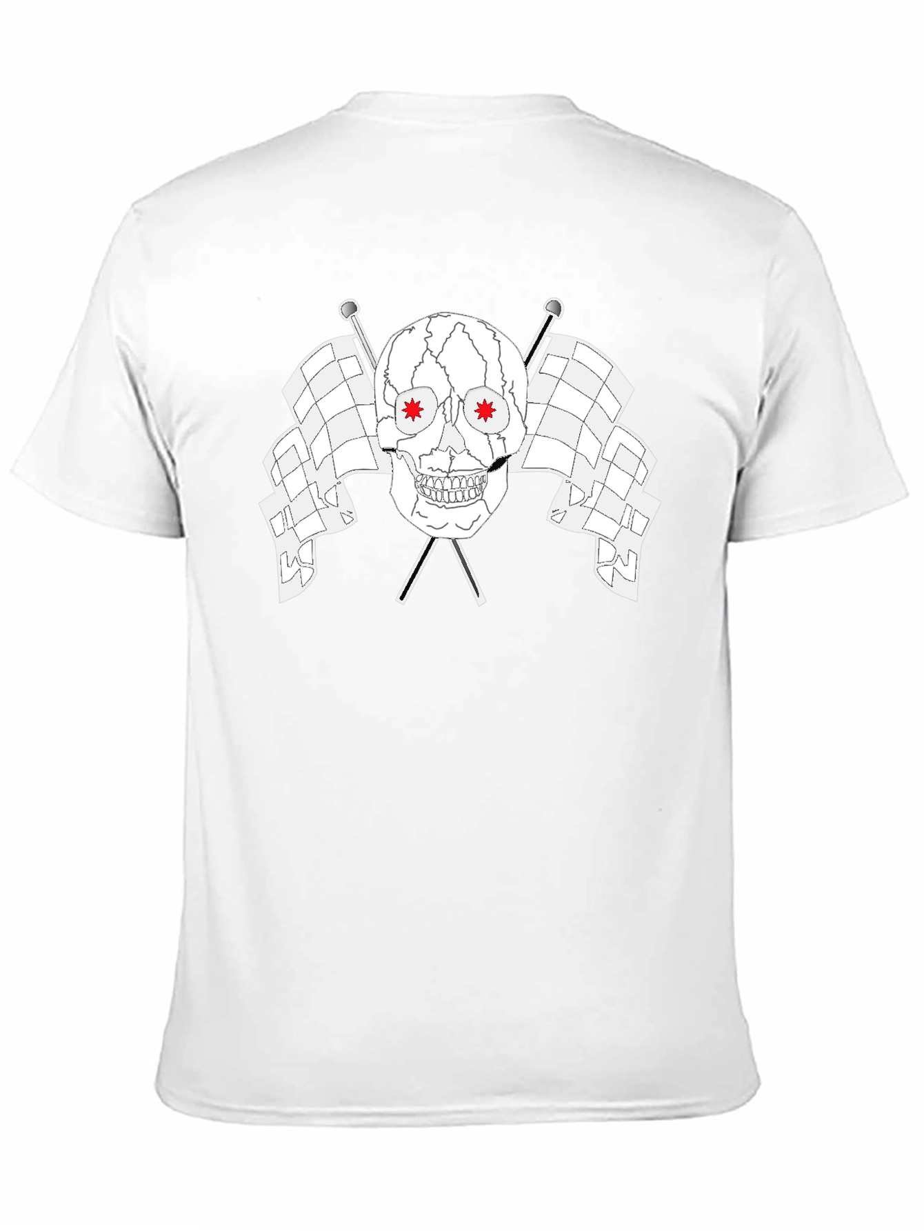 Skull & Checkered Flags Graphic Black T-Shirt
