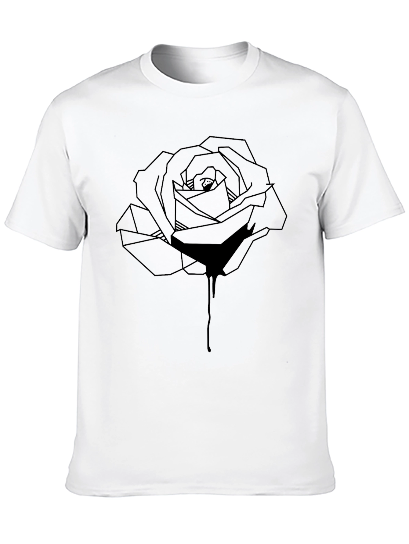 Geometric Rose Graphic Tee - Stylish Mens Black T-Shirt