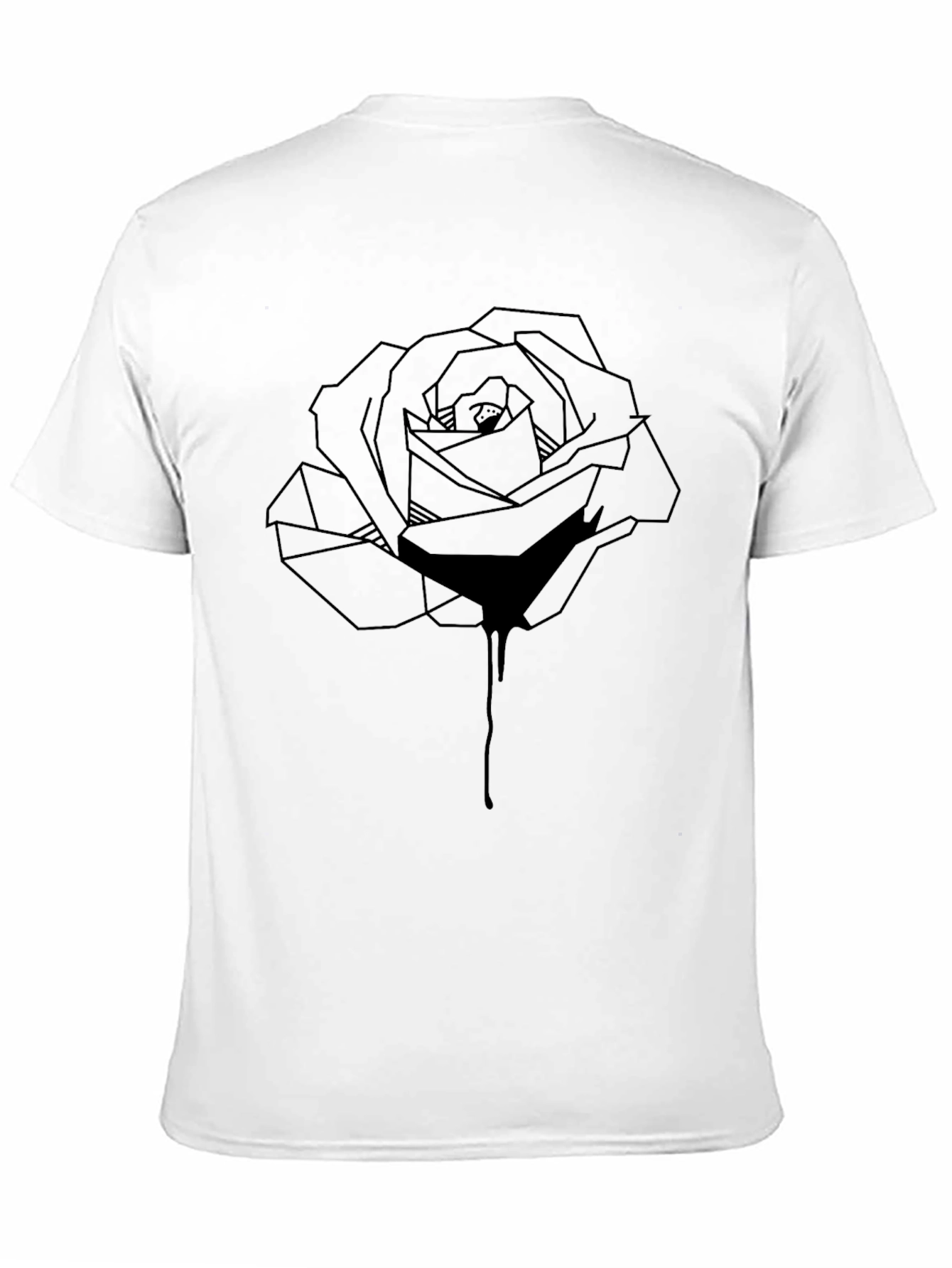 Geometric Rose Graphic Tee - Stylish Mens Black T-Shirt