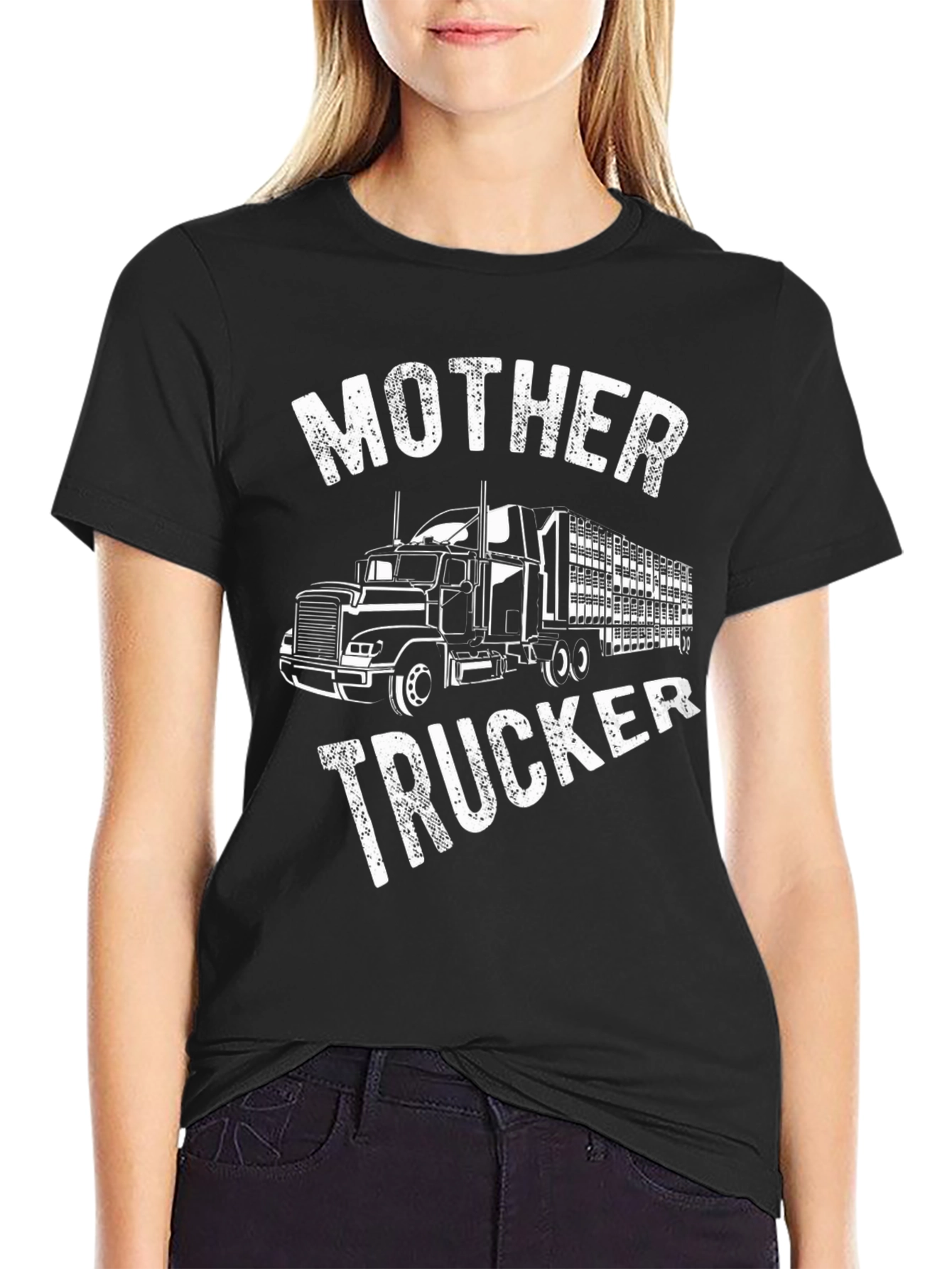 Mother Trucker Graphic T-Shirt - Black