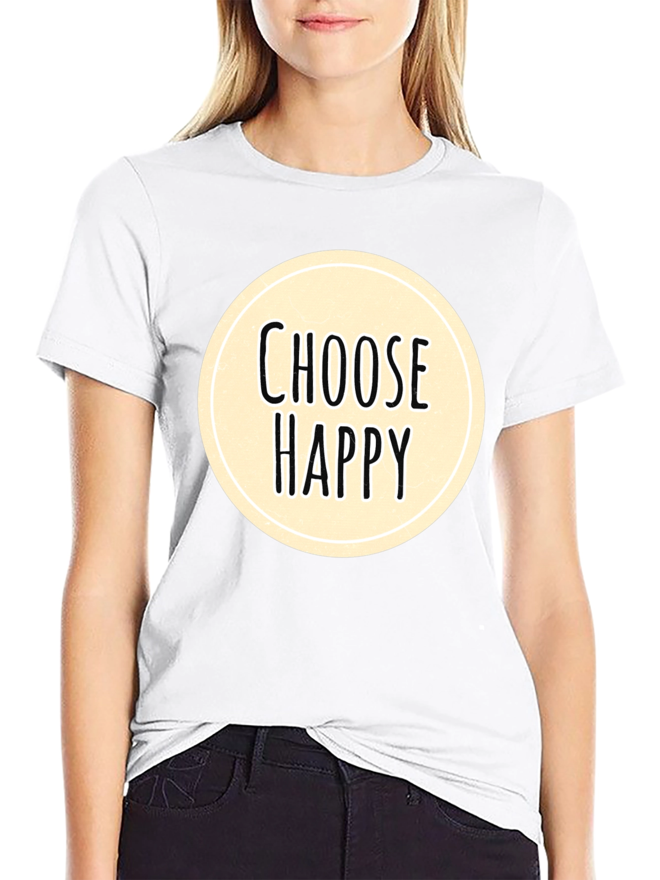 Choose Happy Graphic Tee - Black Cotton Comfort