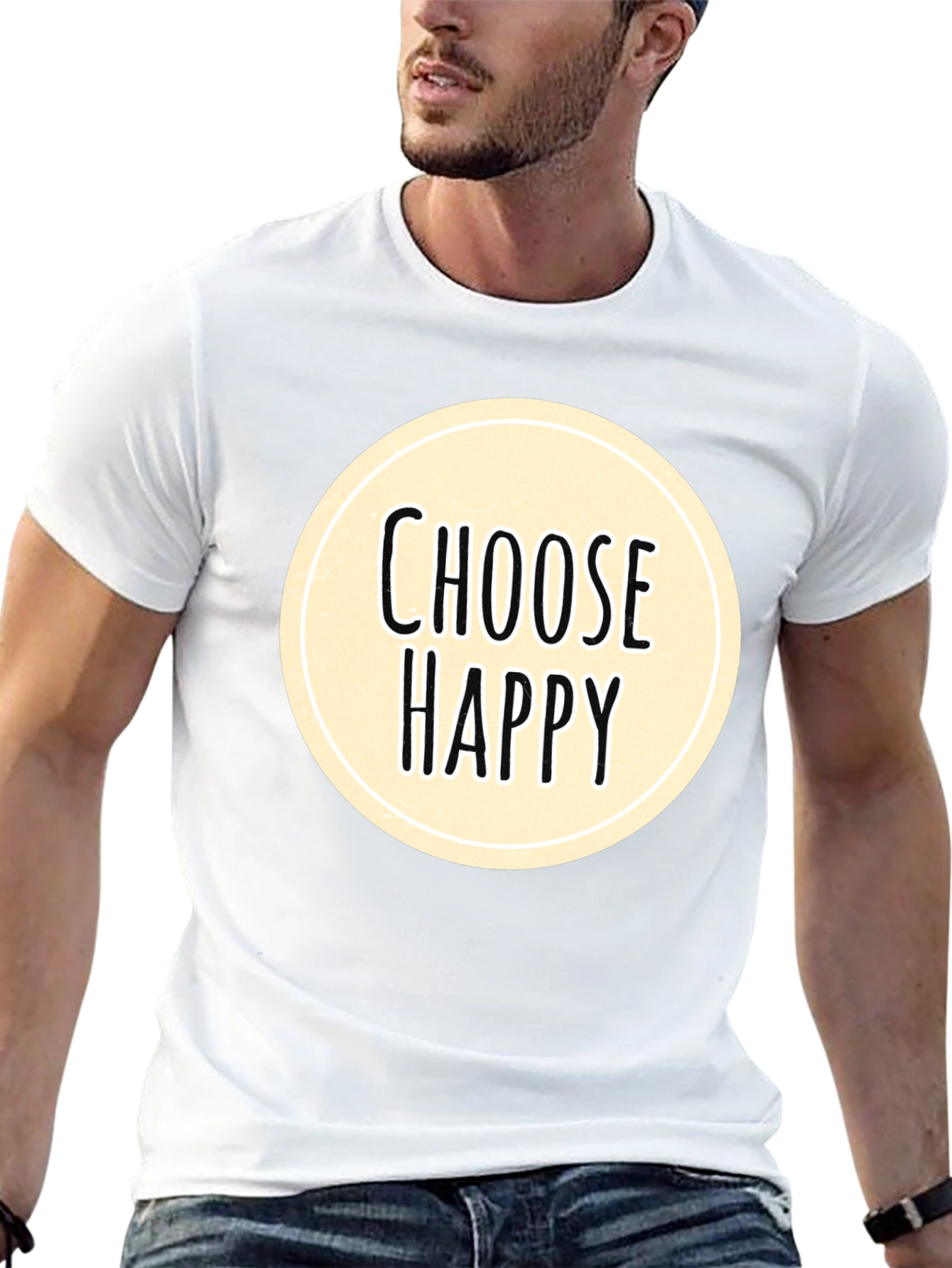 Choose Happy Graphic Tee - Black Cotton Comfort