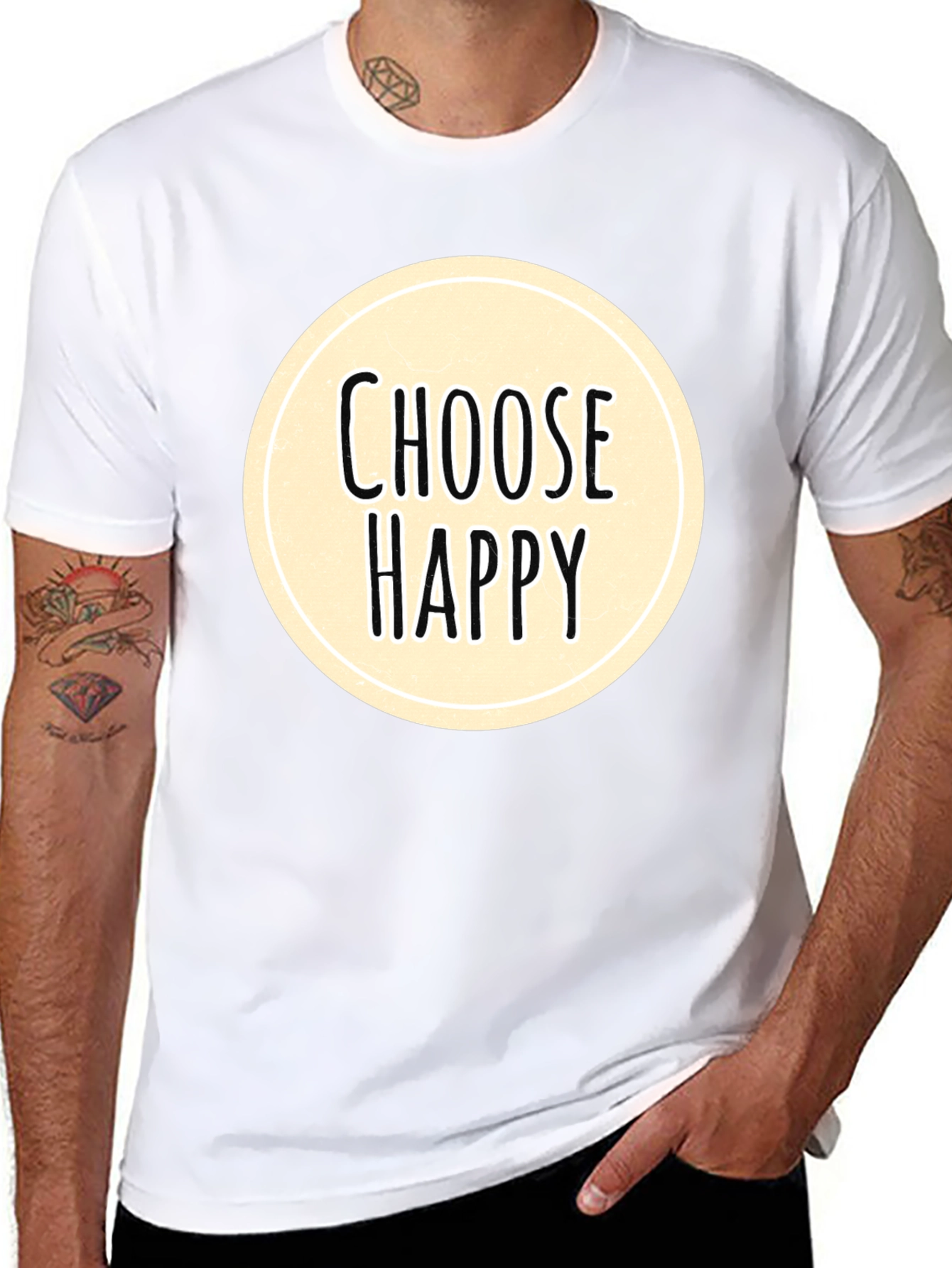 Choose Happy Graphic Tee - Black Cotton Comfort