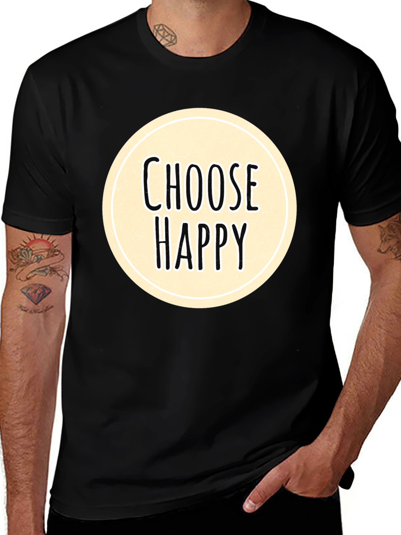 Choose Happy Graphic Tee - Black Cotton Comfort