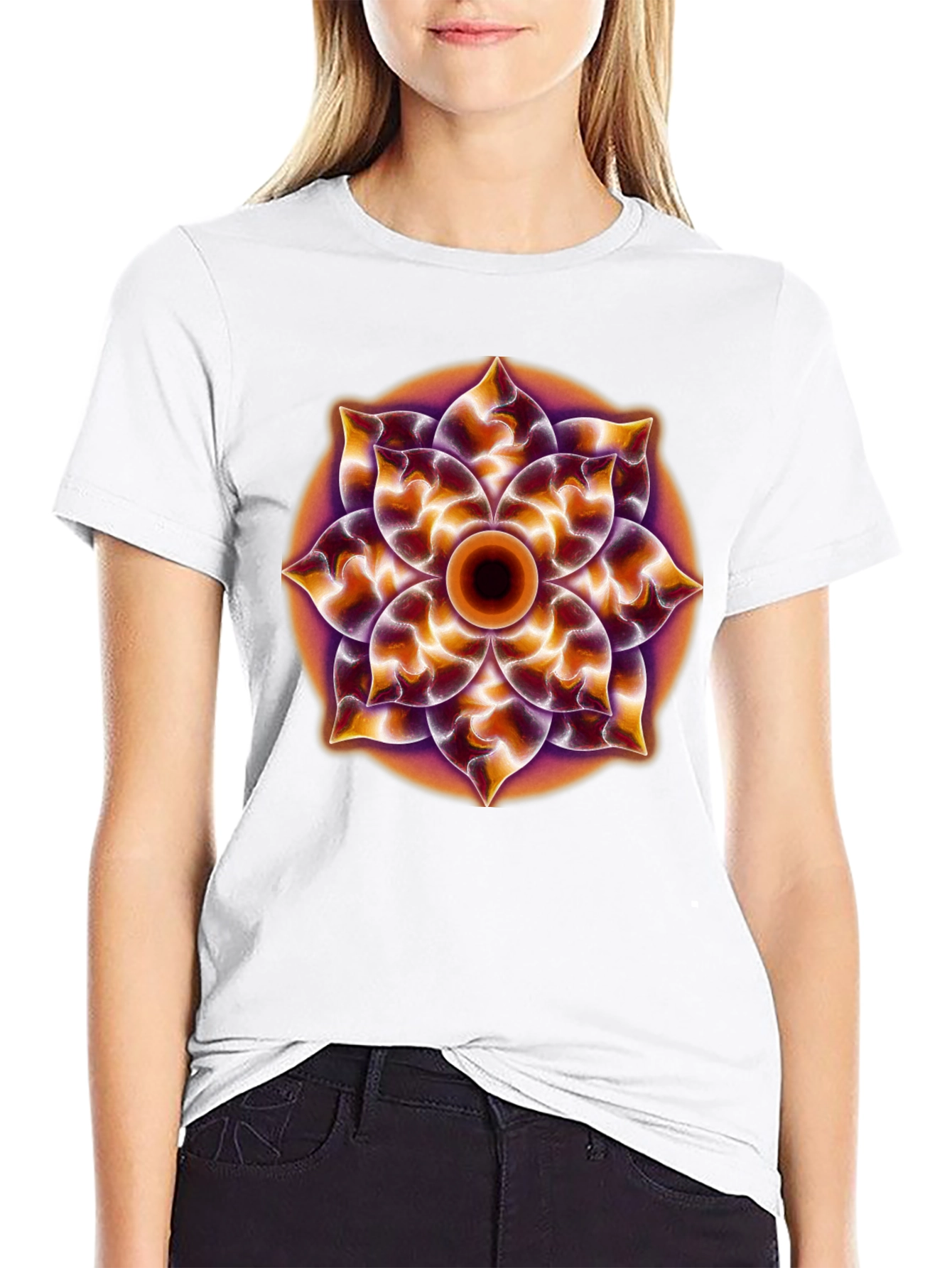 Psychedelic Mandala Graphic Tee - Black Cotton T-Shirt
