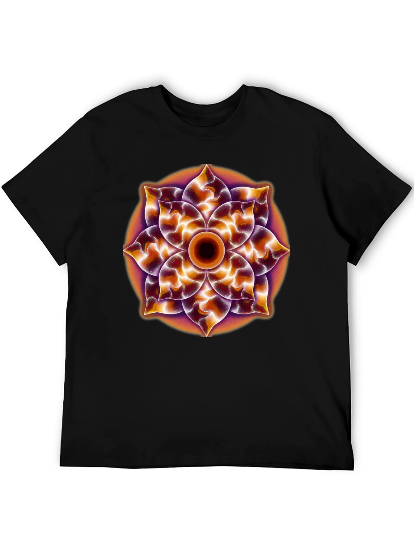 Psychedelic Mandala Graphic Tee - Black Cotton T-Shirt
