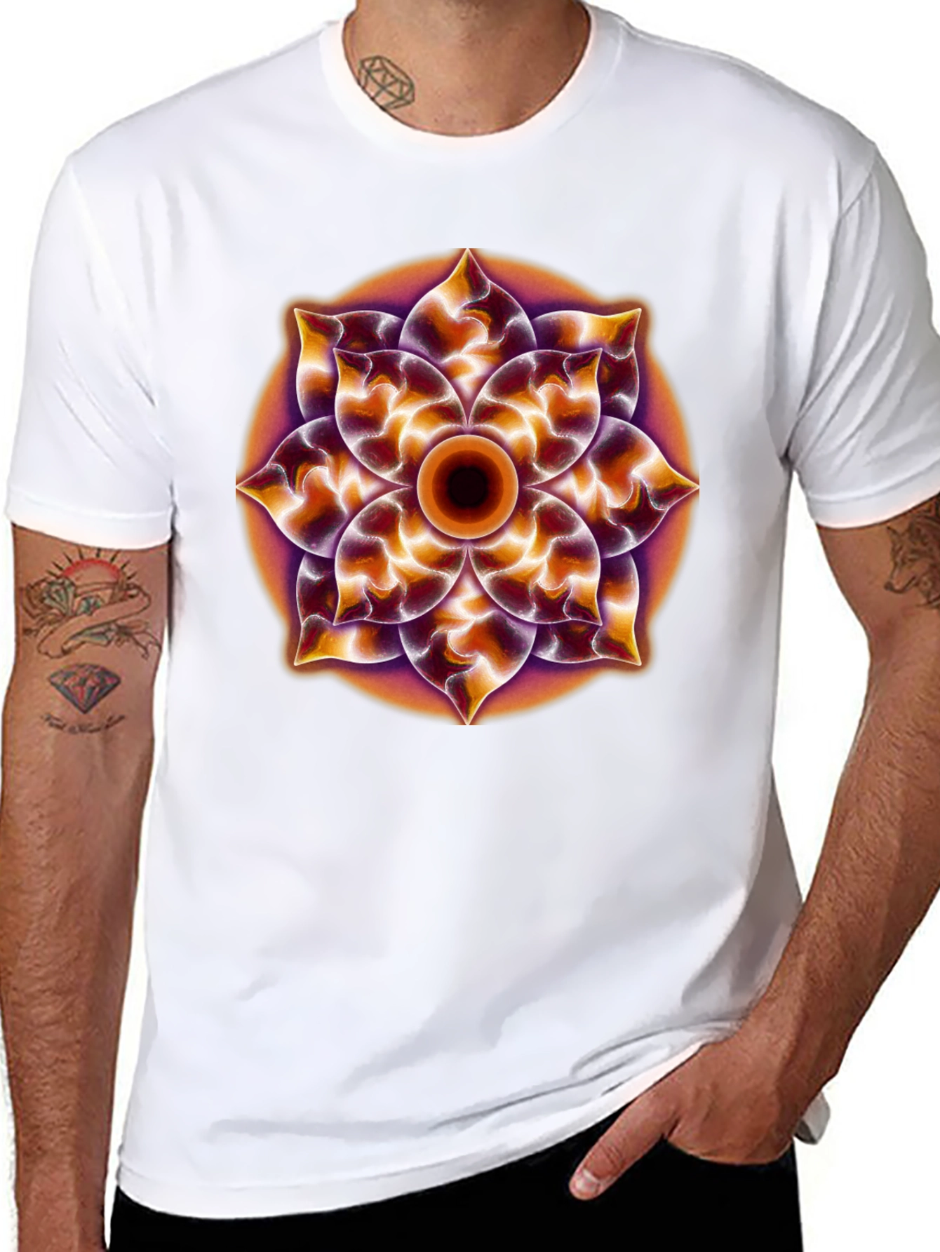 Psychedelic Mandala Graphic Tee - Black Cotton T-Shirt