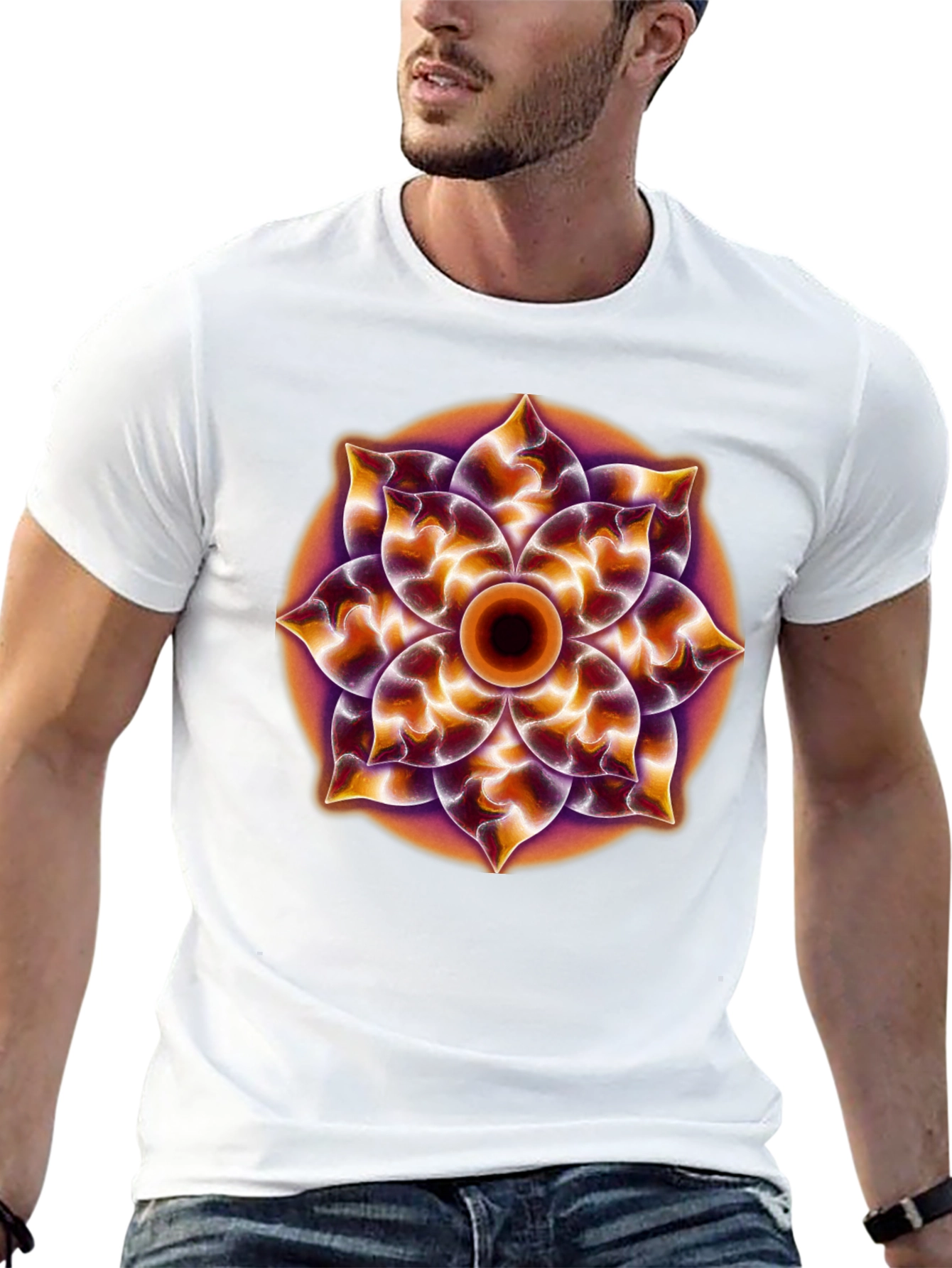 Psychedelic Mandala Graphic Tee - Black Cotton T-Shirt