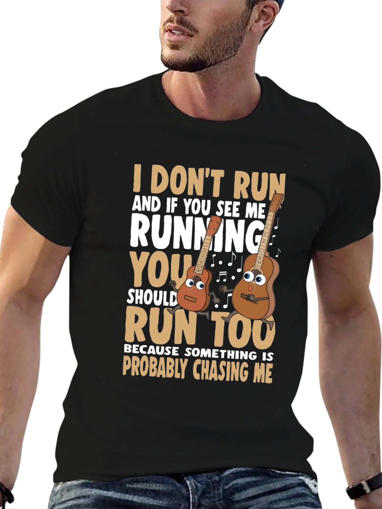 Funny Guitar Running T-Shirt for Musicians