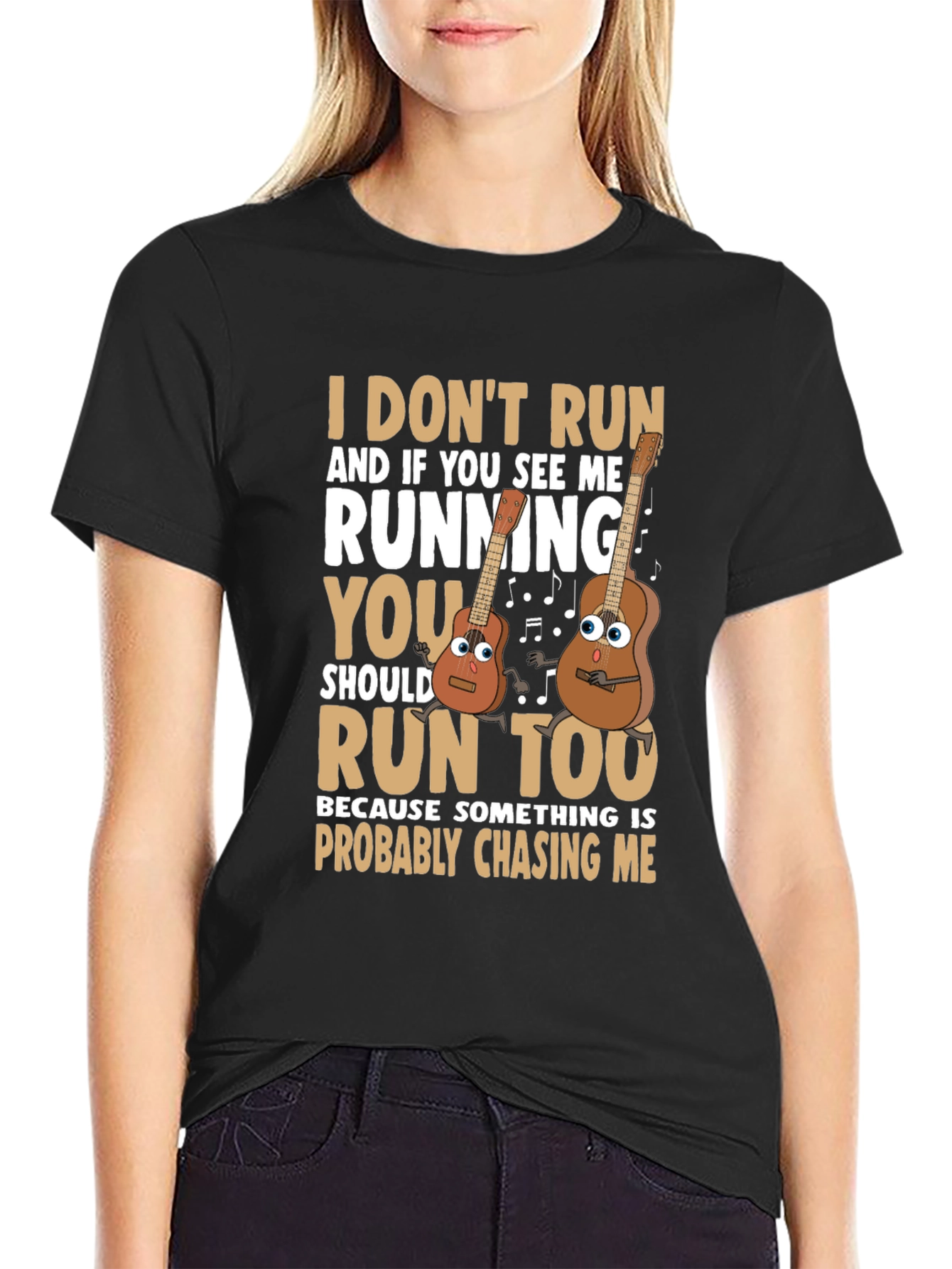 Funny Guitar Running T-Shirt for Musicians