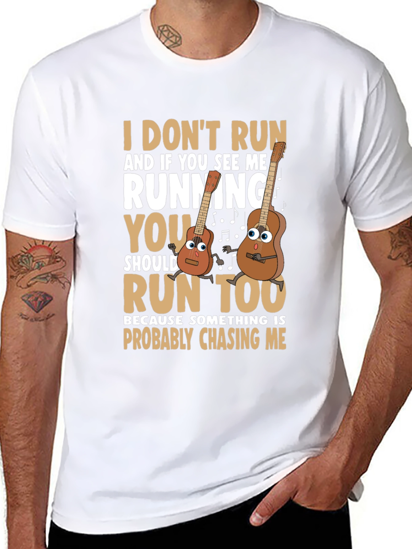 Funny Guitar Running T-Shirt for Musicians