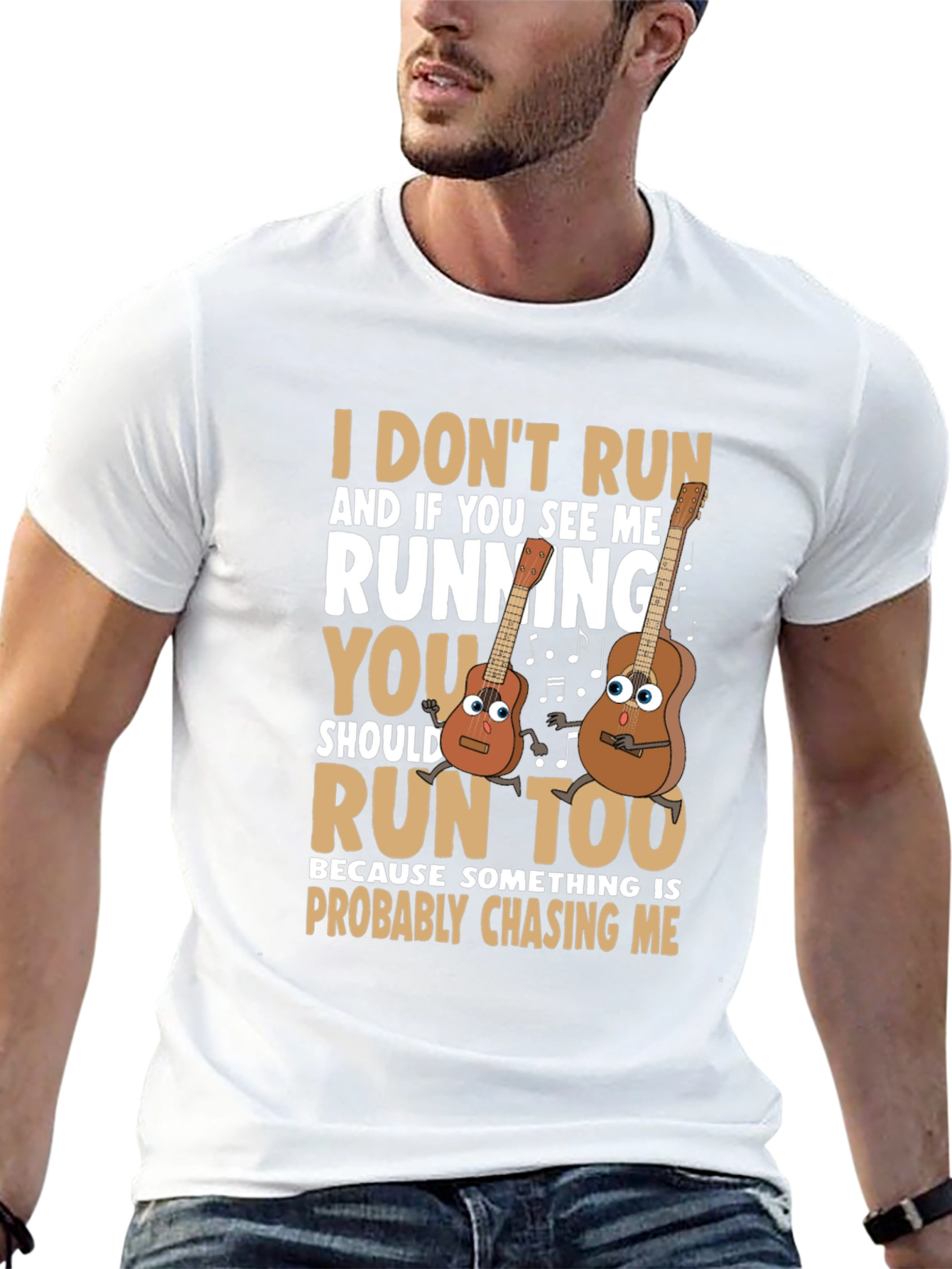 Funny Guitar Running T-Shirt for Musicians