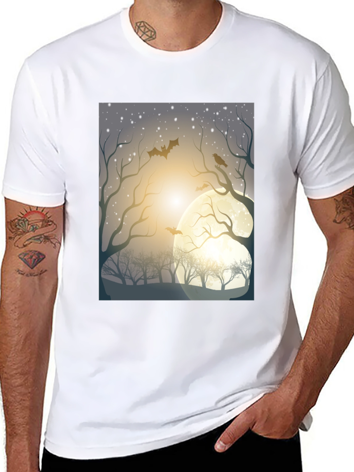 Spooky Moonlit Night Graphic Tee