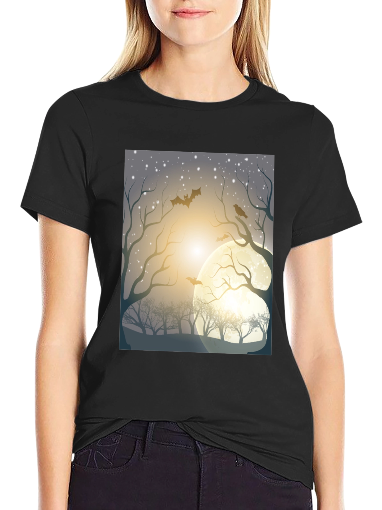 Spooky Moonlit Night Graphic Tee