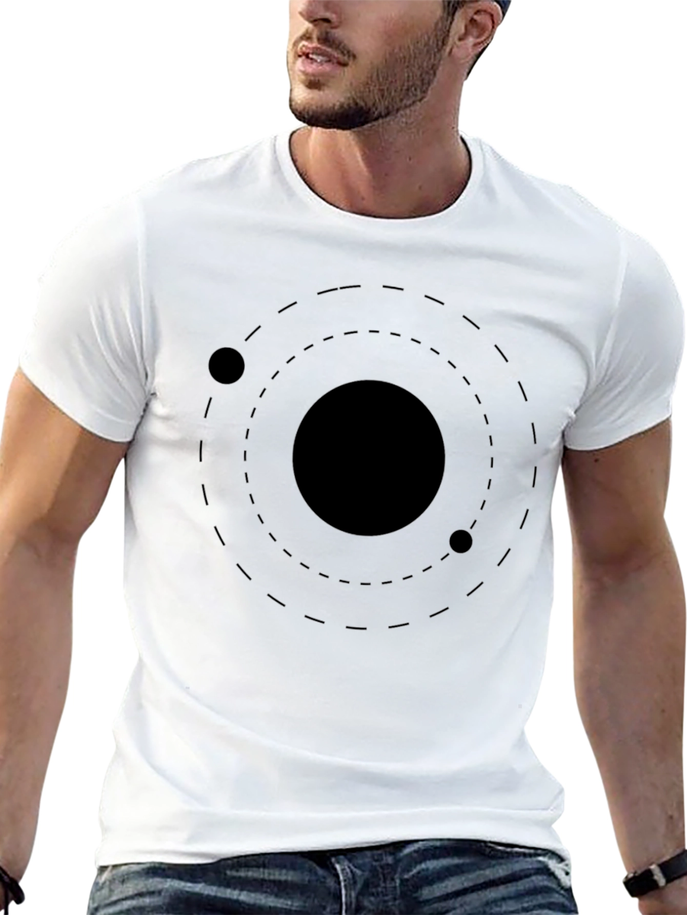 Minimalist Solar System Graphic T-Shirt - Black
