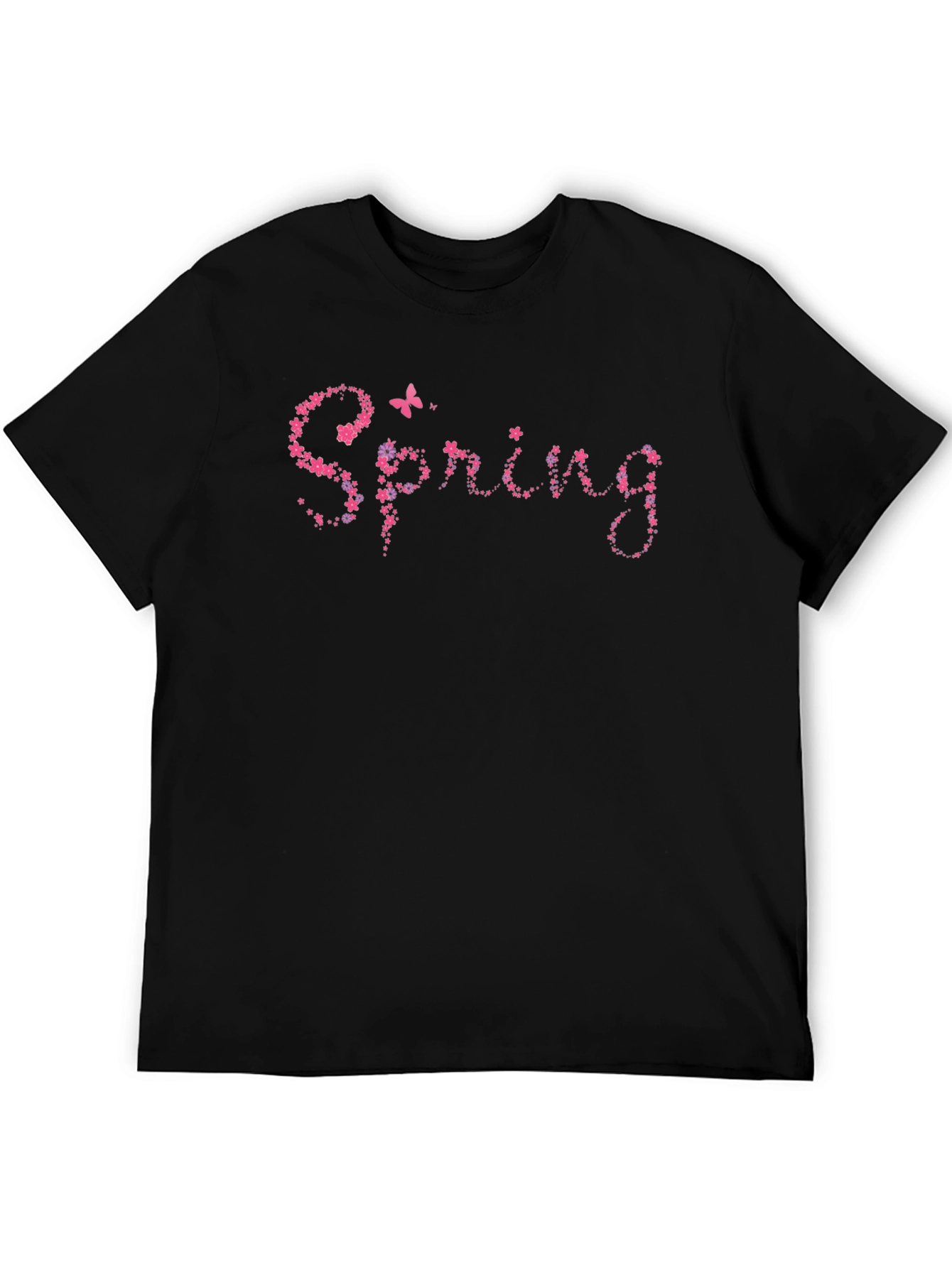 Spring Floral Black T-Shirt