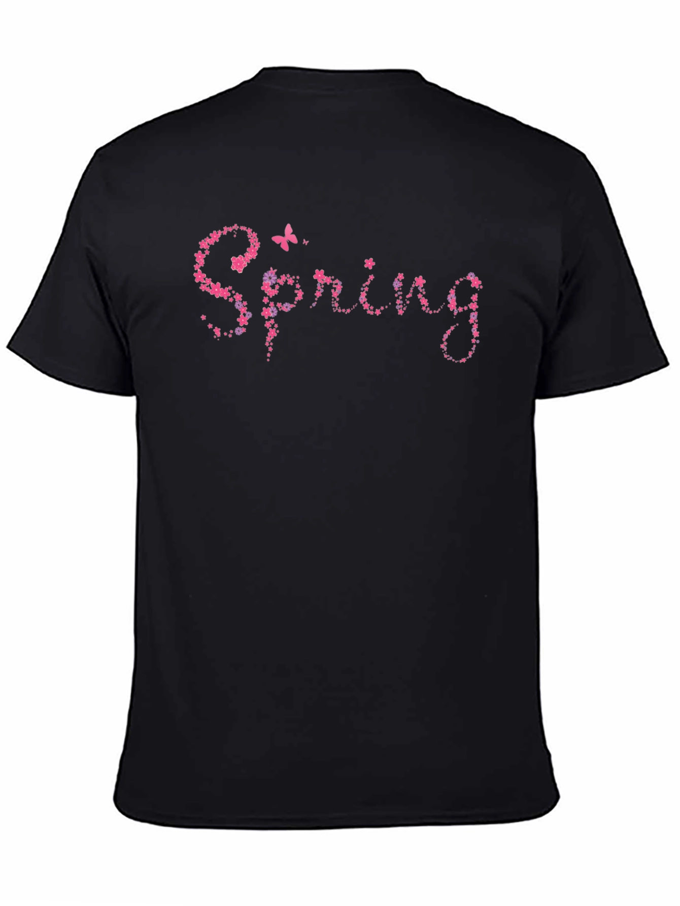 Spring Floral Black T-Shirt